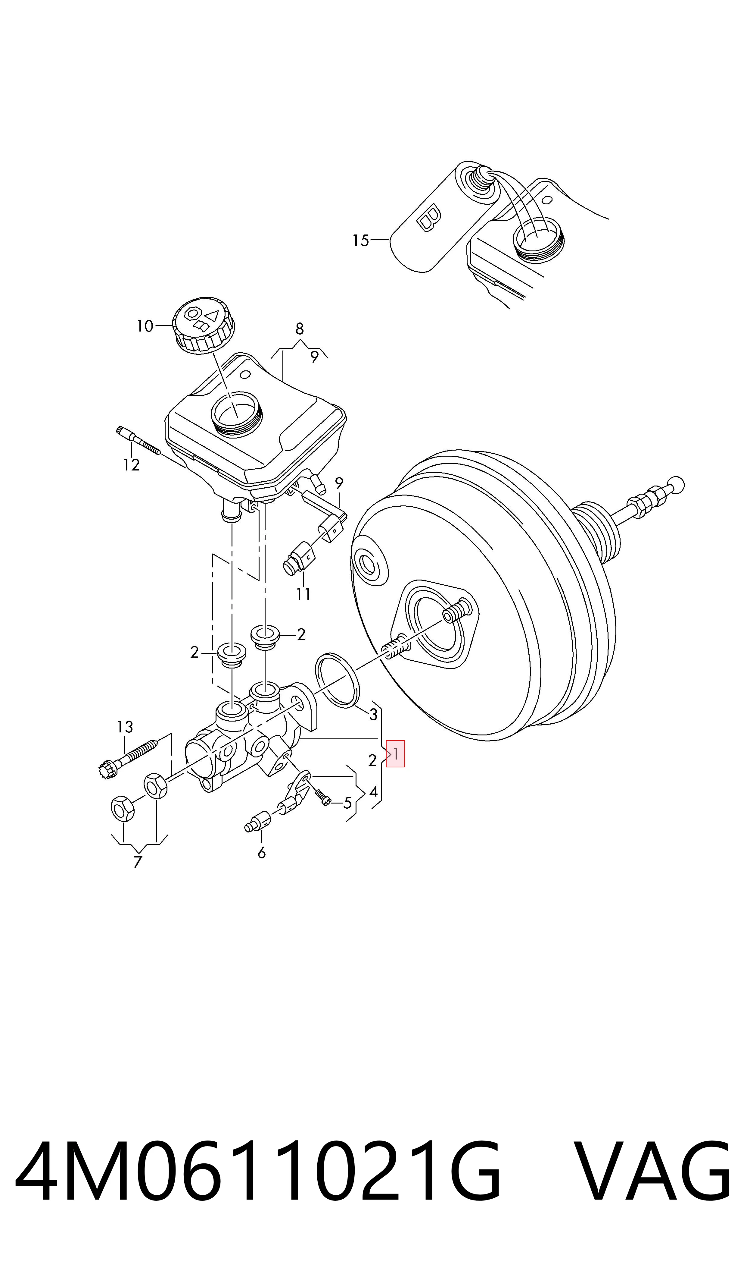Цилиндр тормозной, главный на Audi Q7  4MB, 4MG, 4MQ