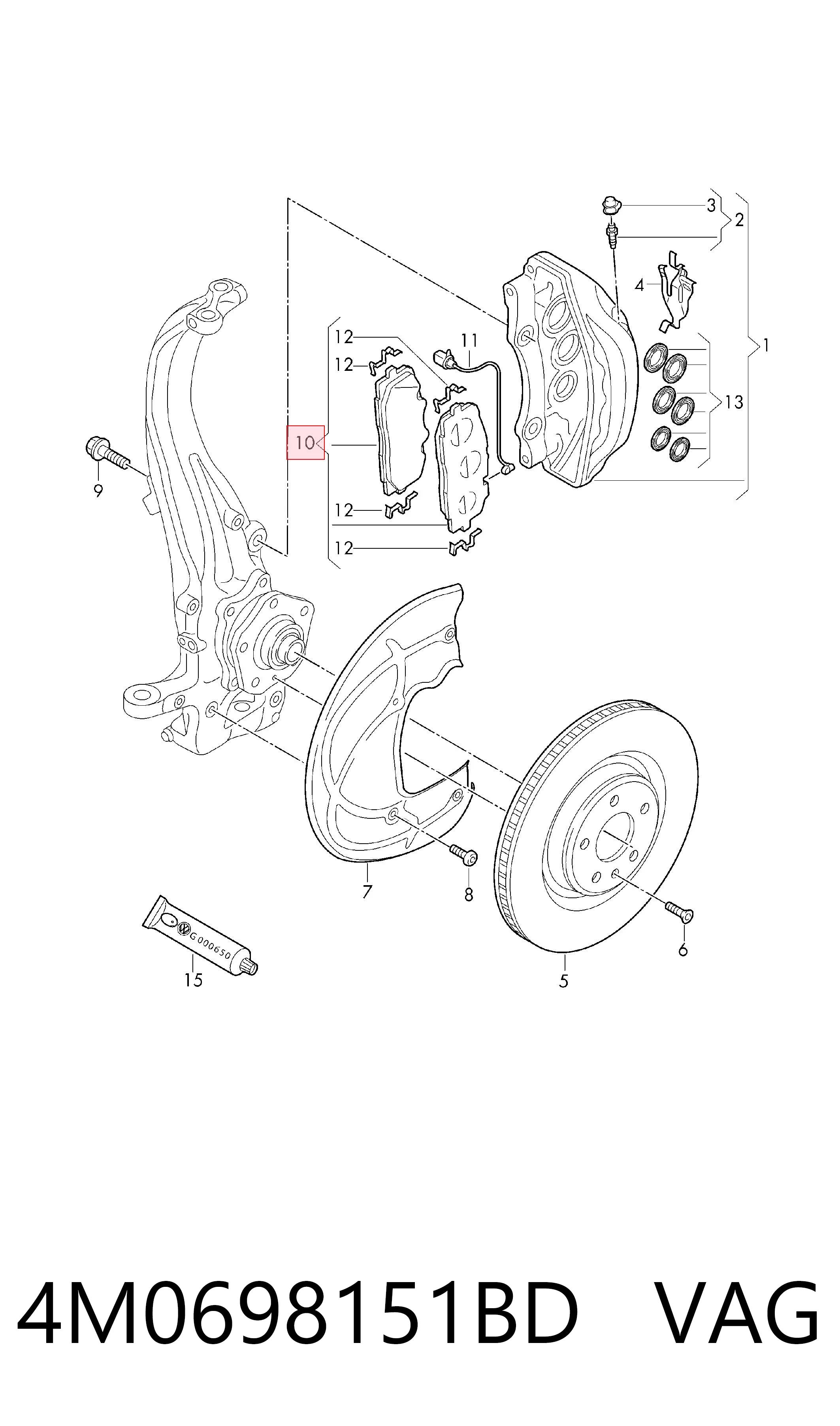 4M0698151BD VAG Колодки передние