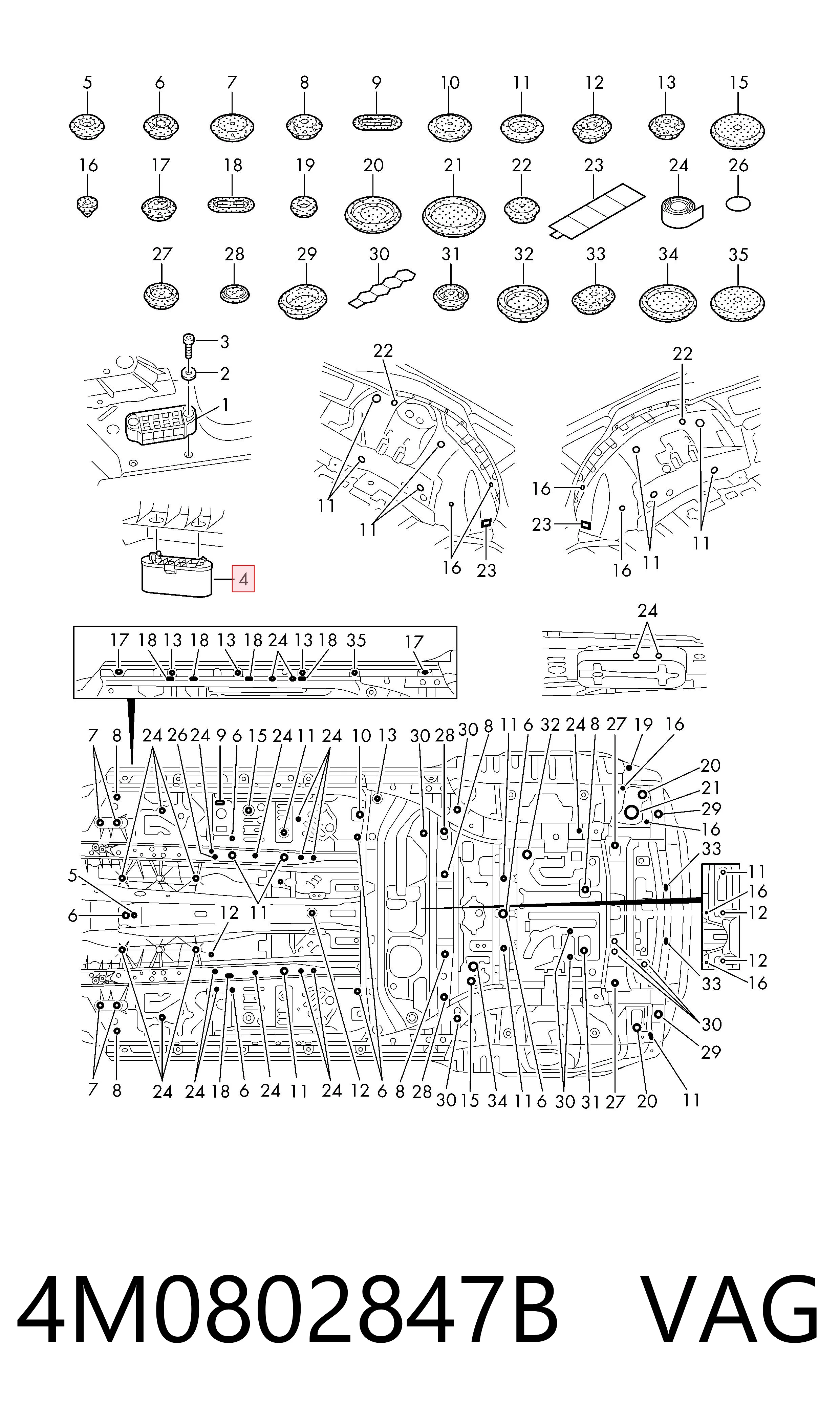 4M0802847B VAG Подушка домкрата нижняя (поддомкратник)