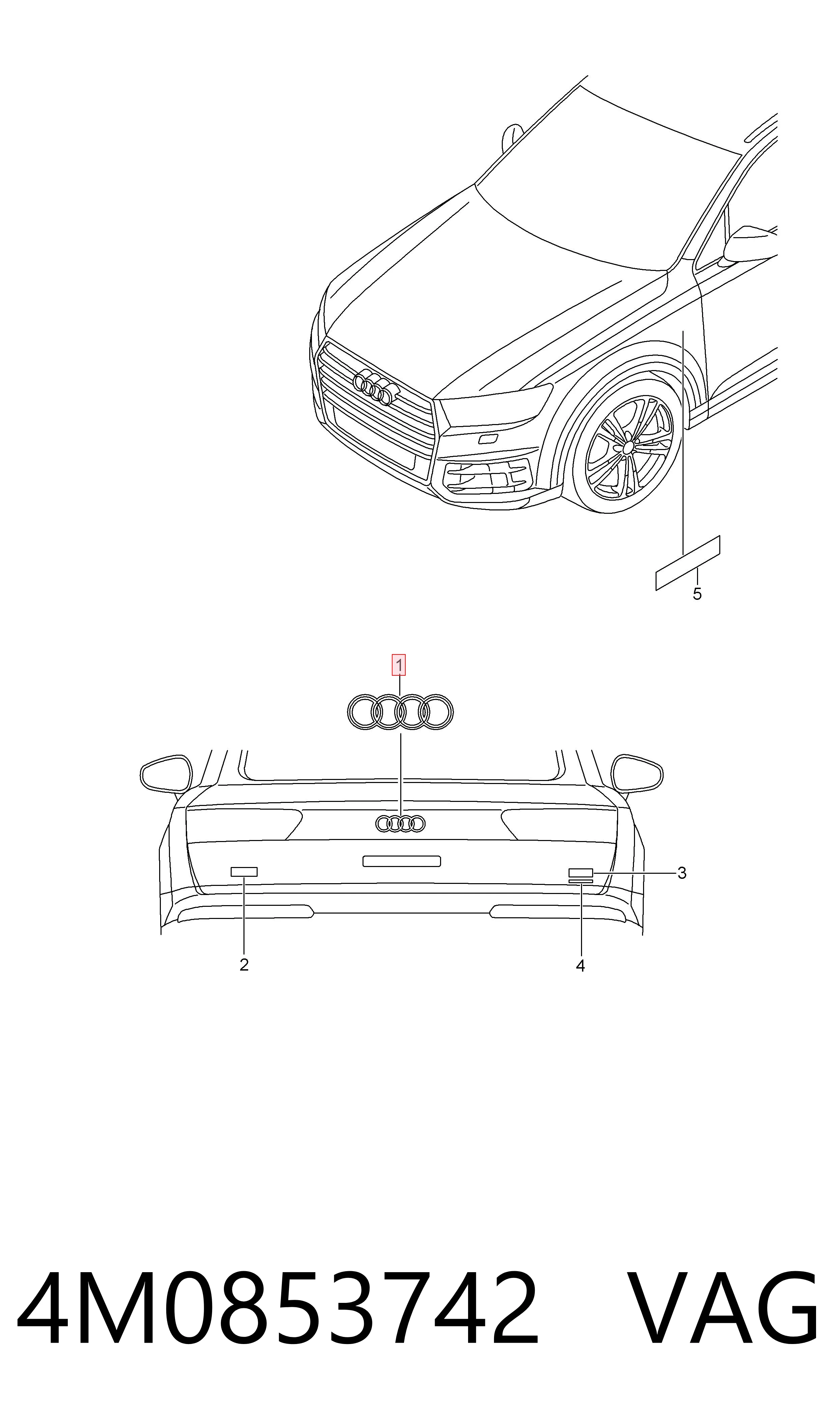Фирменный значок Audi Q7 внедорожник (4MB, 4MG, 4MQ) (2015 - 2026) цена, от 16.99 USD