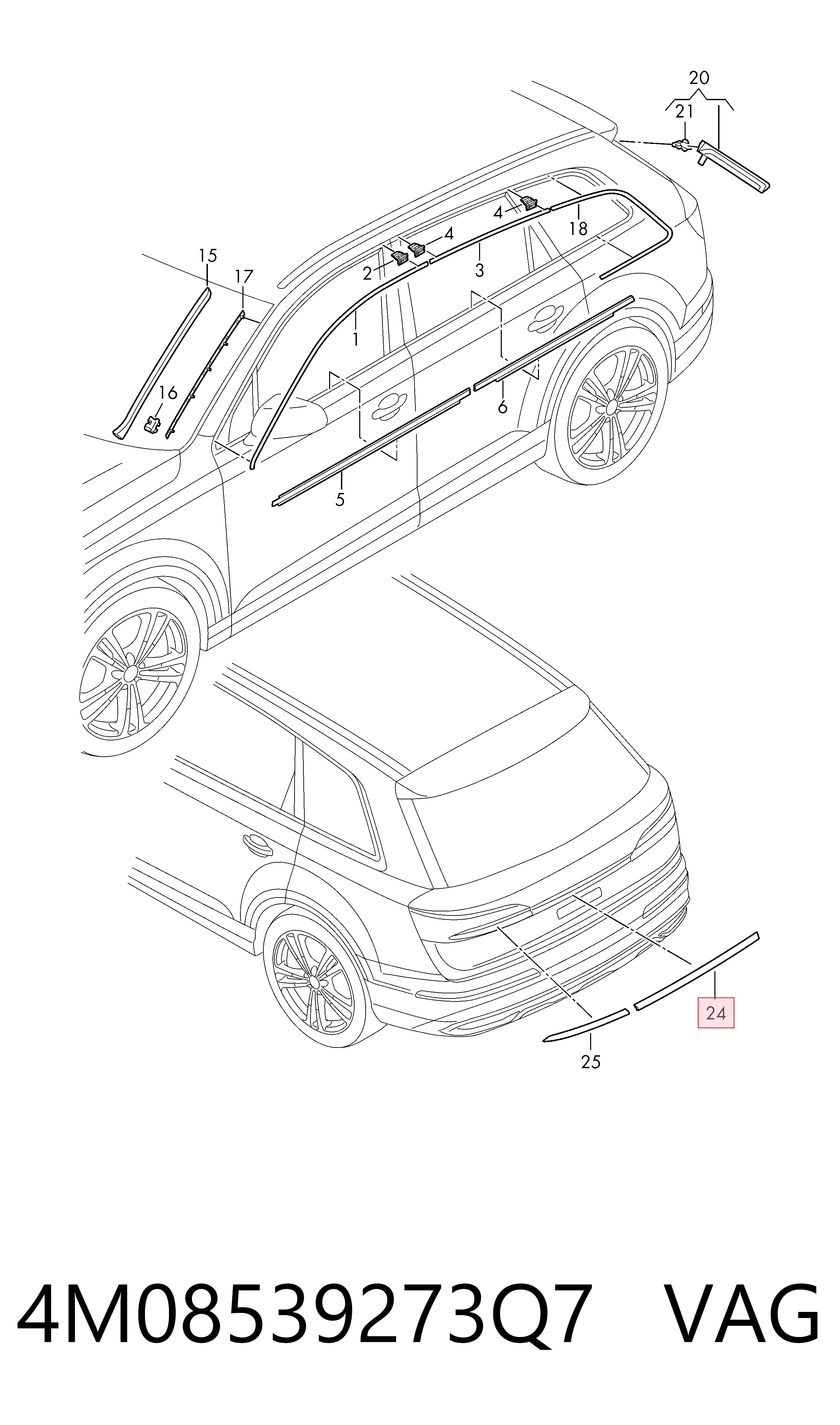 4M08539273Q7 VAG Молдинг крышки багажника