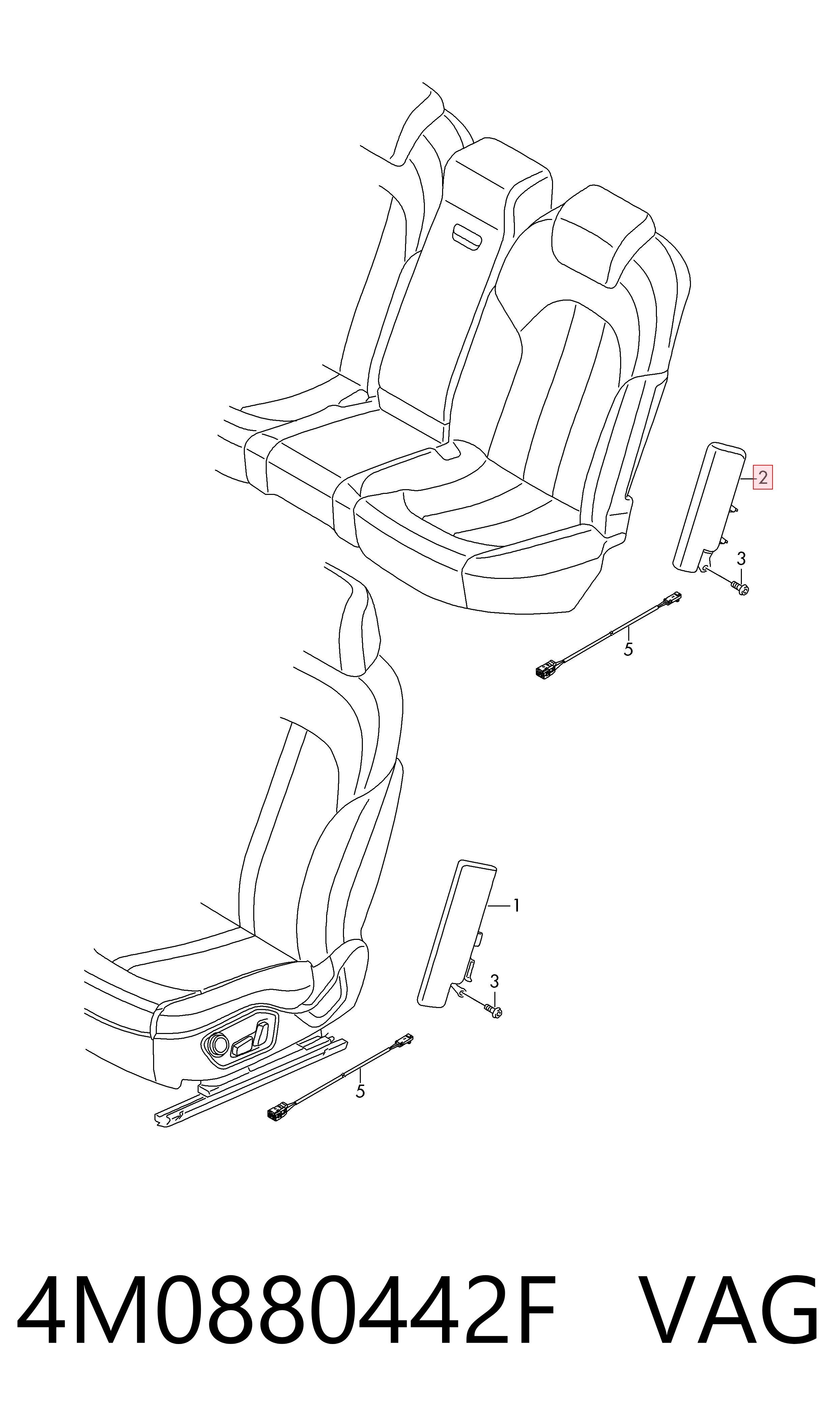 4M0880442F VAG Подушка безопасности AIRBAG спинки сиденья, правого