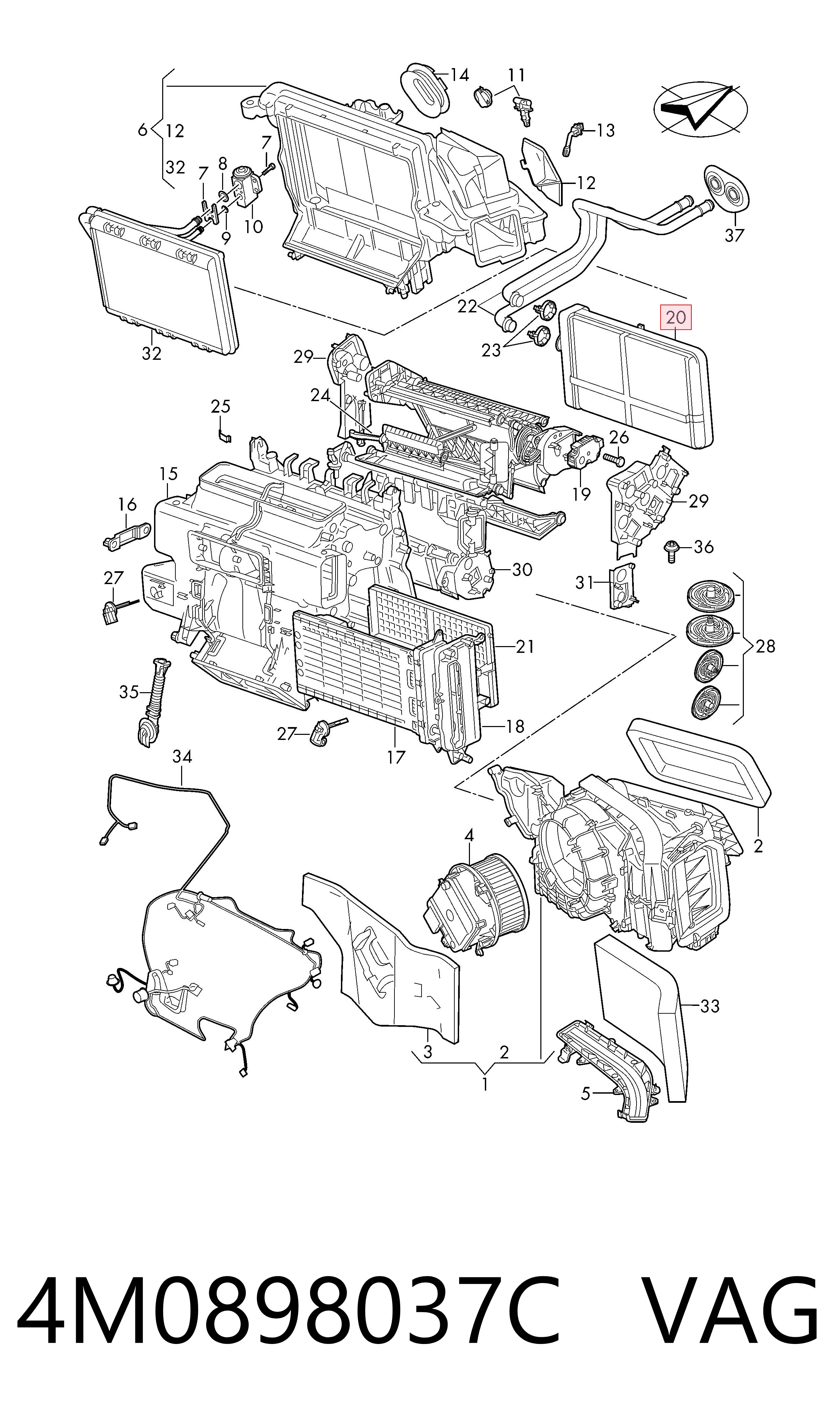 4M0898037C VAG Радиатор отопителя салона