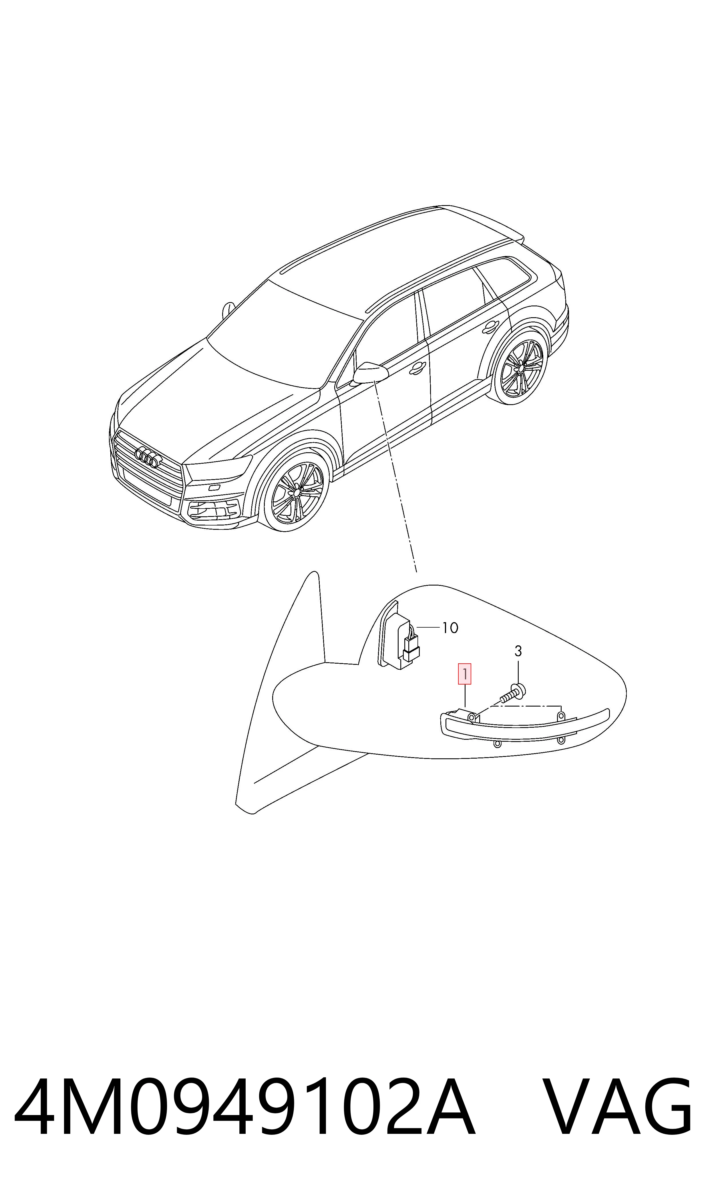 Указатель поворота зеркала, правый Bentley 4M0949102A цена, от 31.46 USD