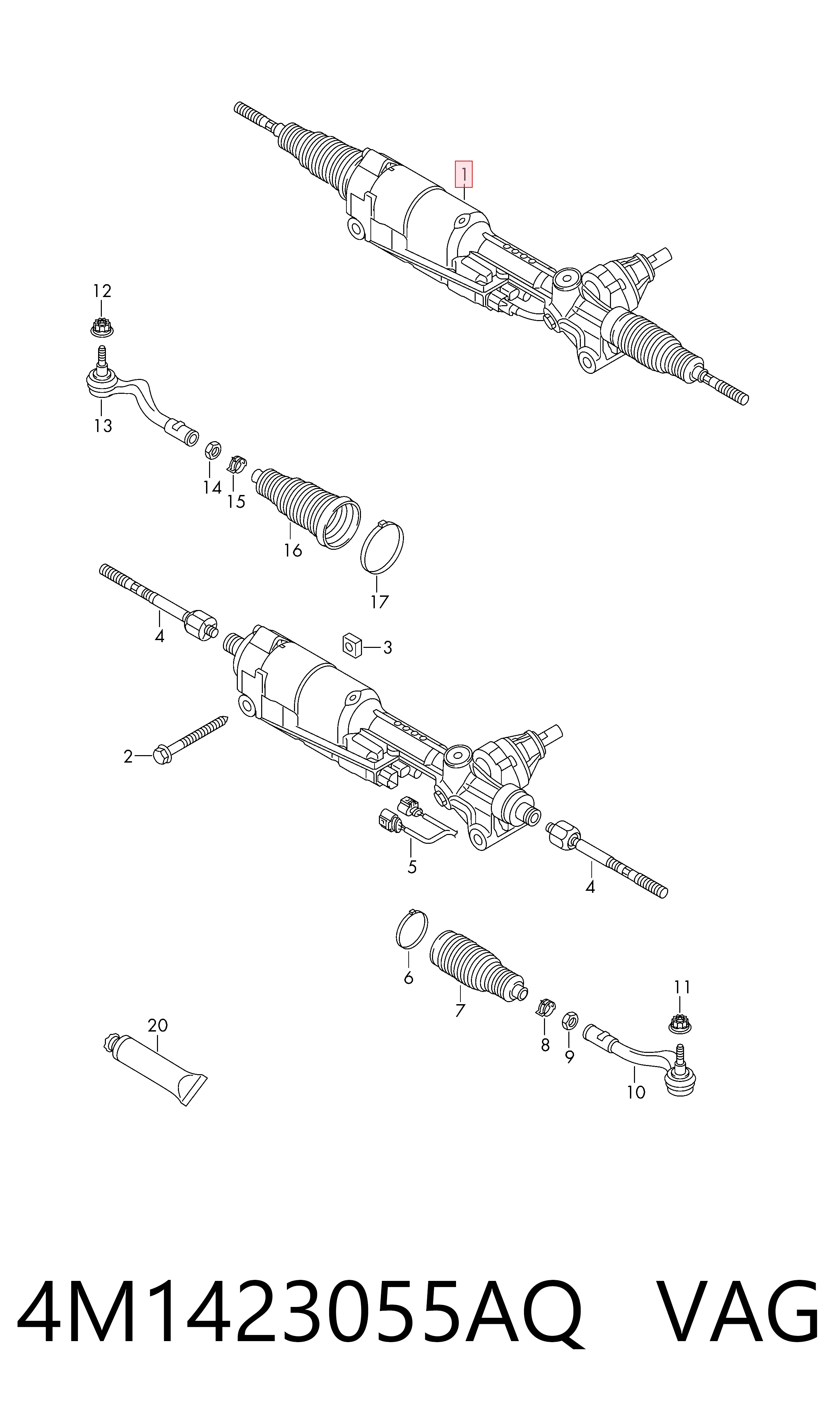 Реечный рулевой механизм VAG 4M1423055AQ цена, от 670.21 USD