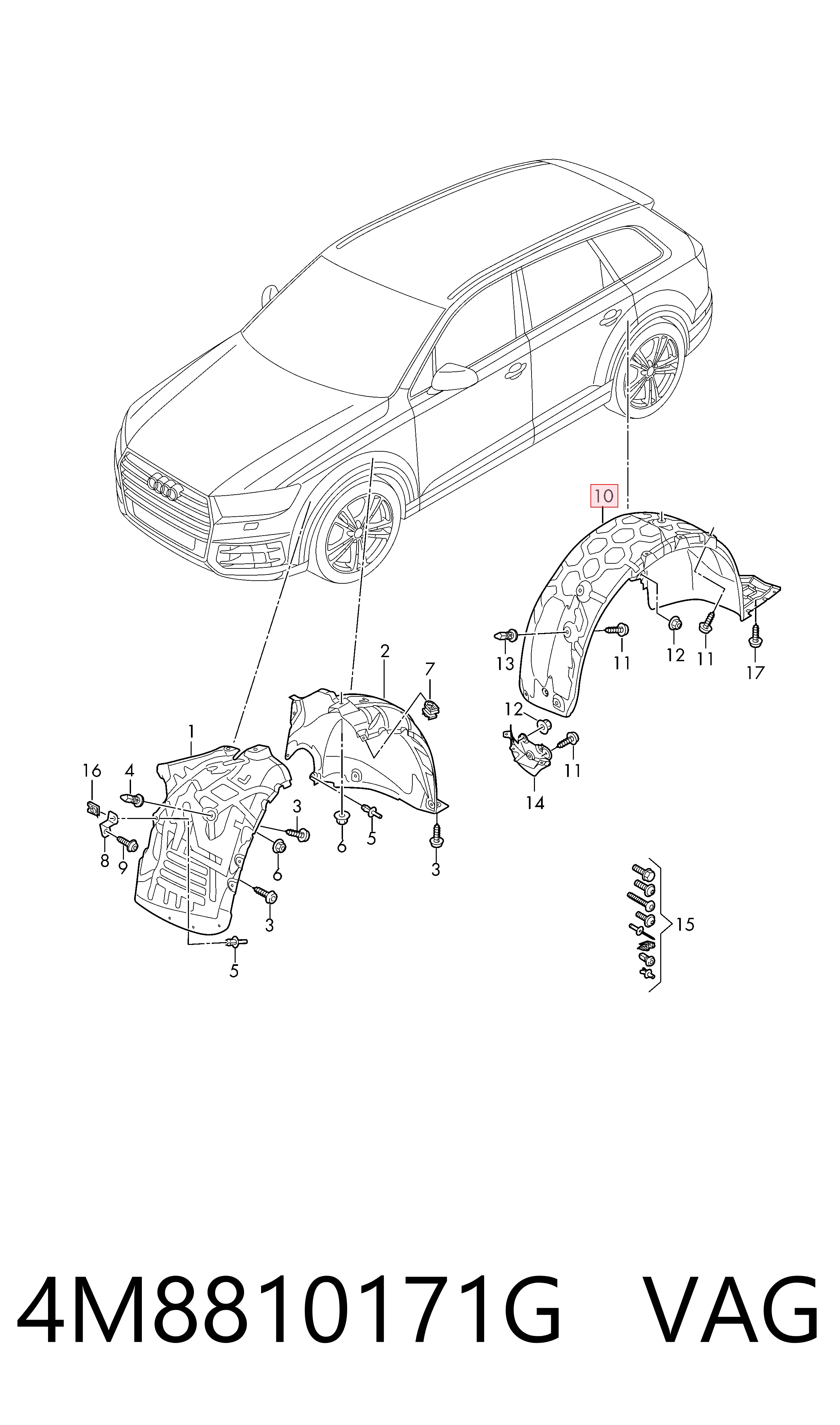 Подкрылок задний левый VAG 4M8810171G цена, от 157.74 USD