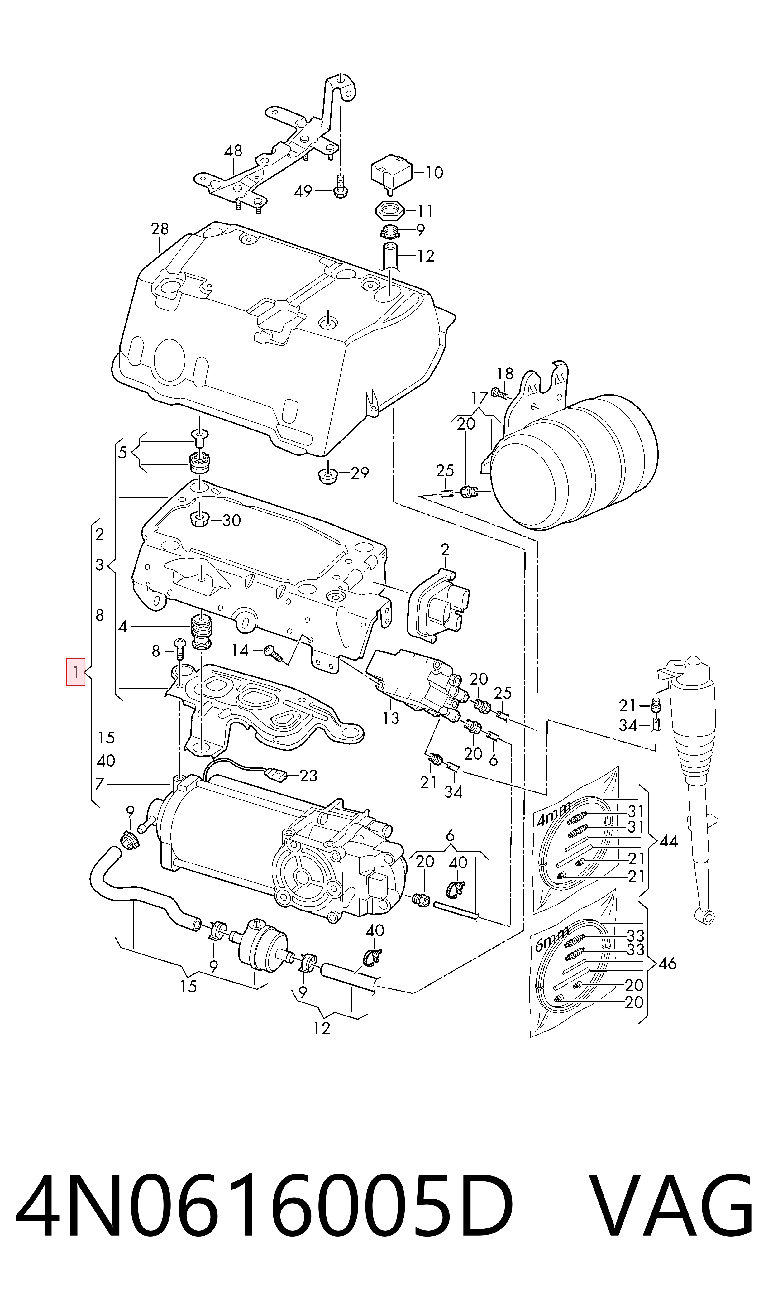 Компрессор пневмоподвески VAG 4N0616005D цена, от 364.67 USD