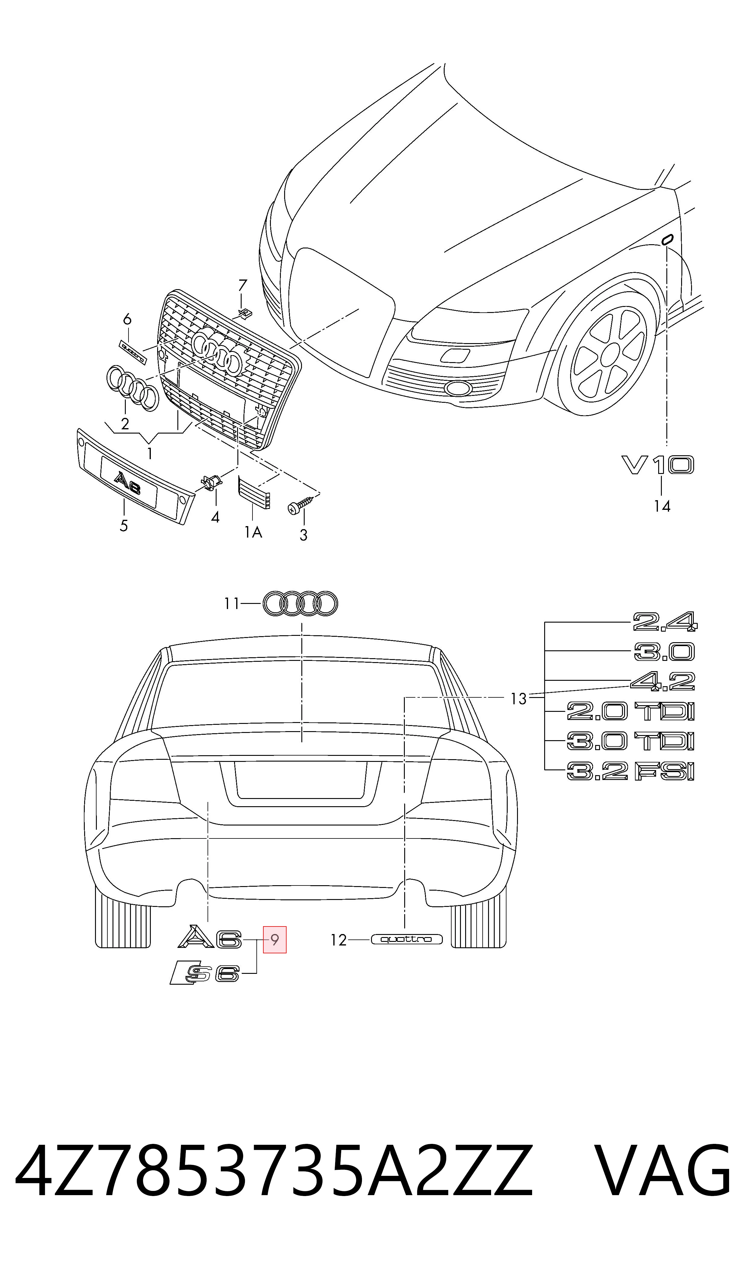 4Z7853735A2ZZ VAG Фирменный значек на багажник