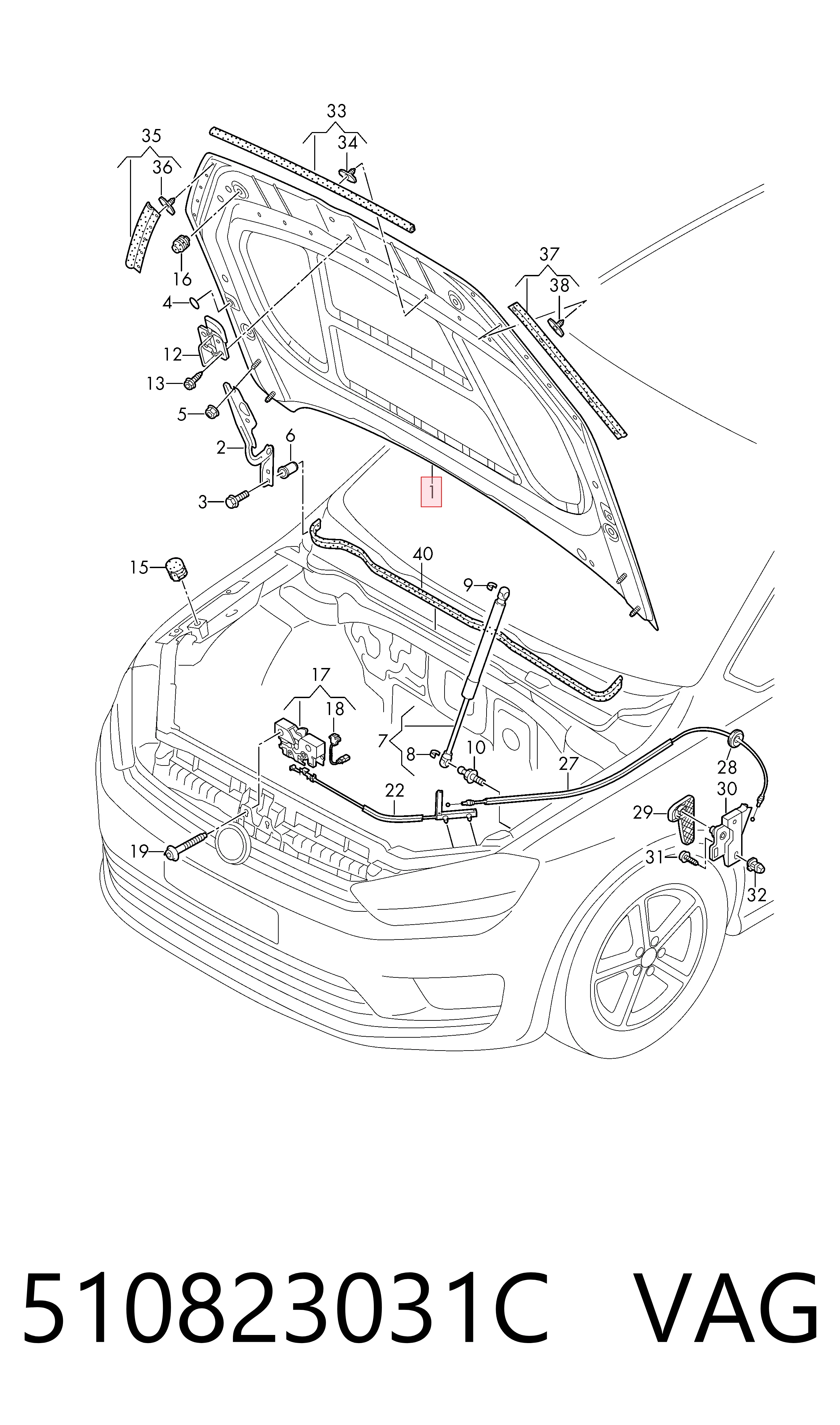 Капот Volkswagen Golf SPORTSVAN  VII хэтчбек (AM1, AN1) (2014 - 2020) цена, от 218.98 USD