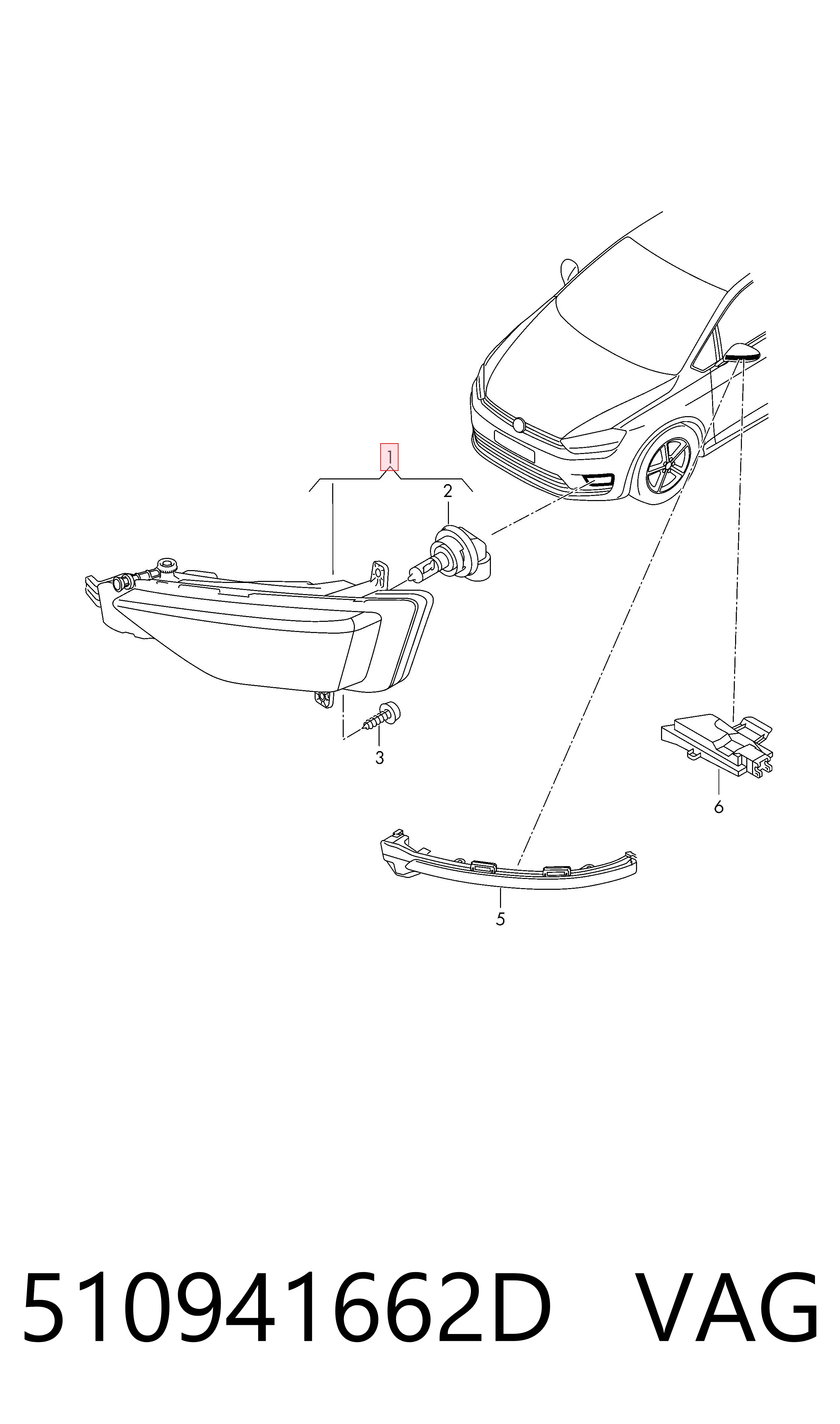 510941662D VAG Противотуманка правая