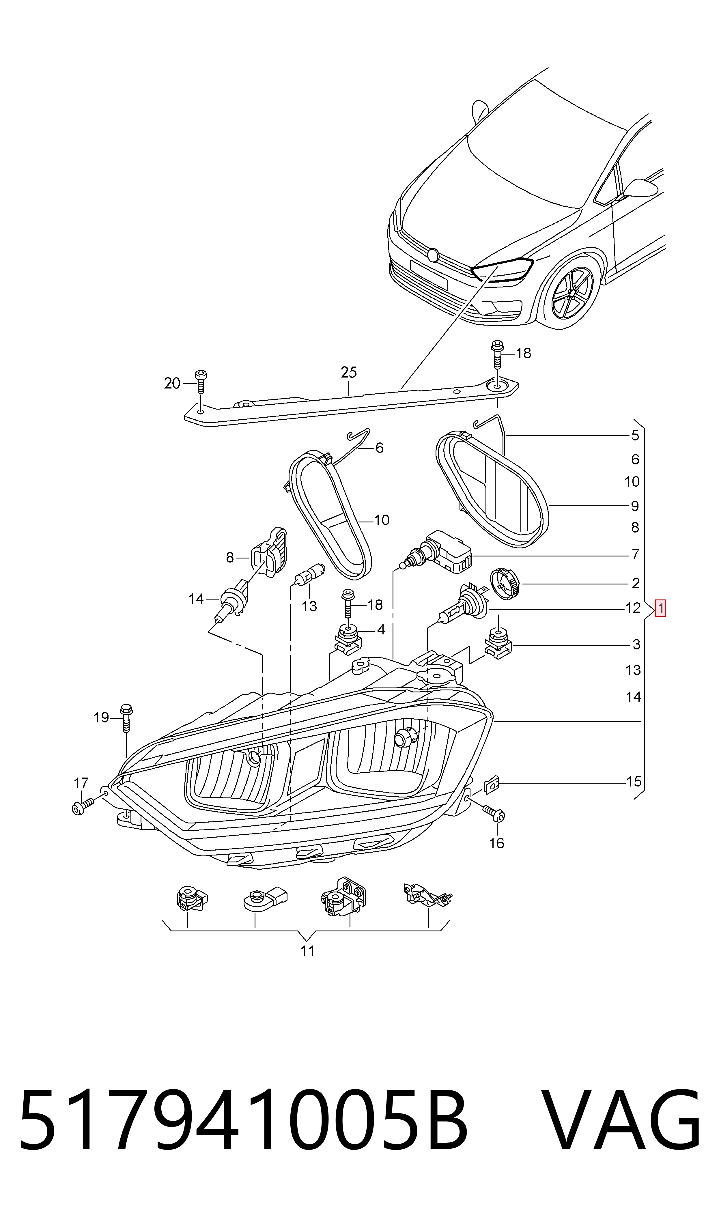 Фара на Volkswagen Golf SPORTSVAN  VII AM1, AN1