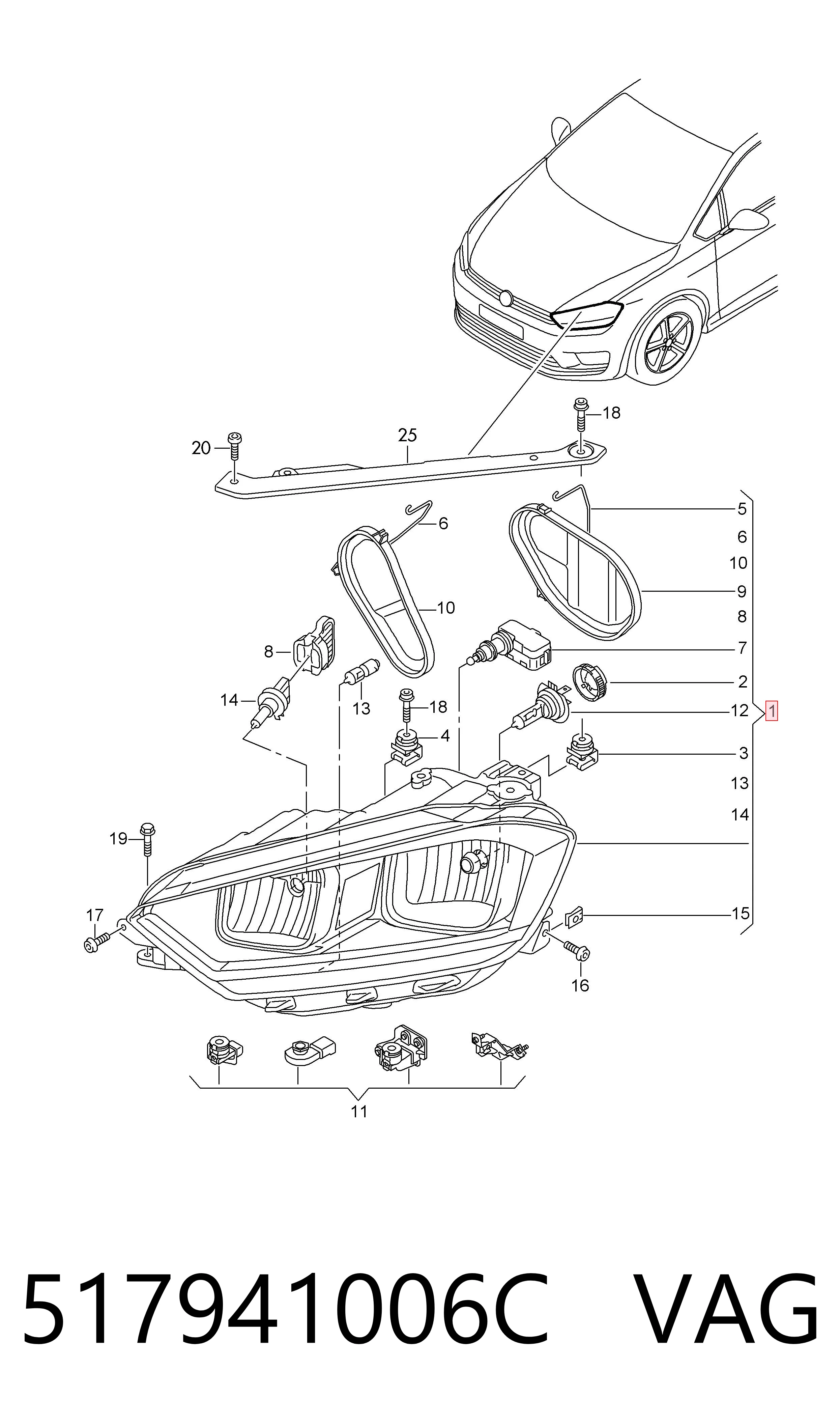517941006C VAG Фара передняя правая