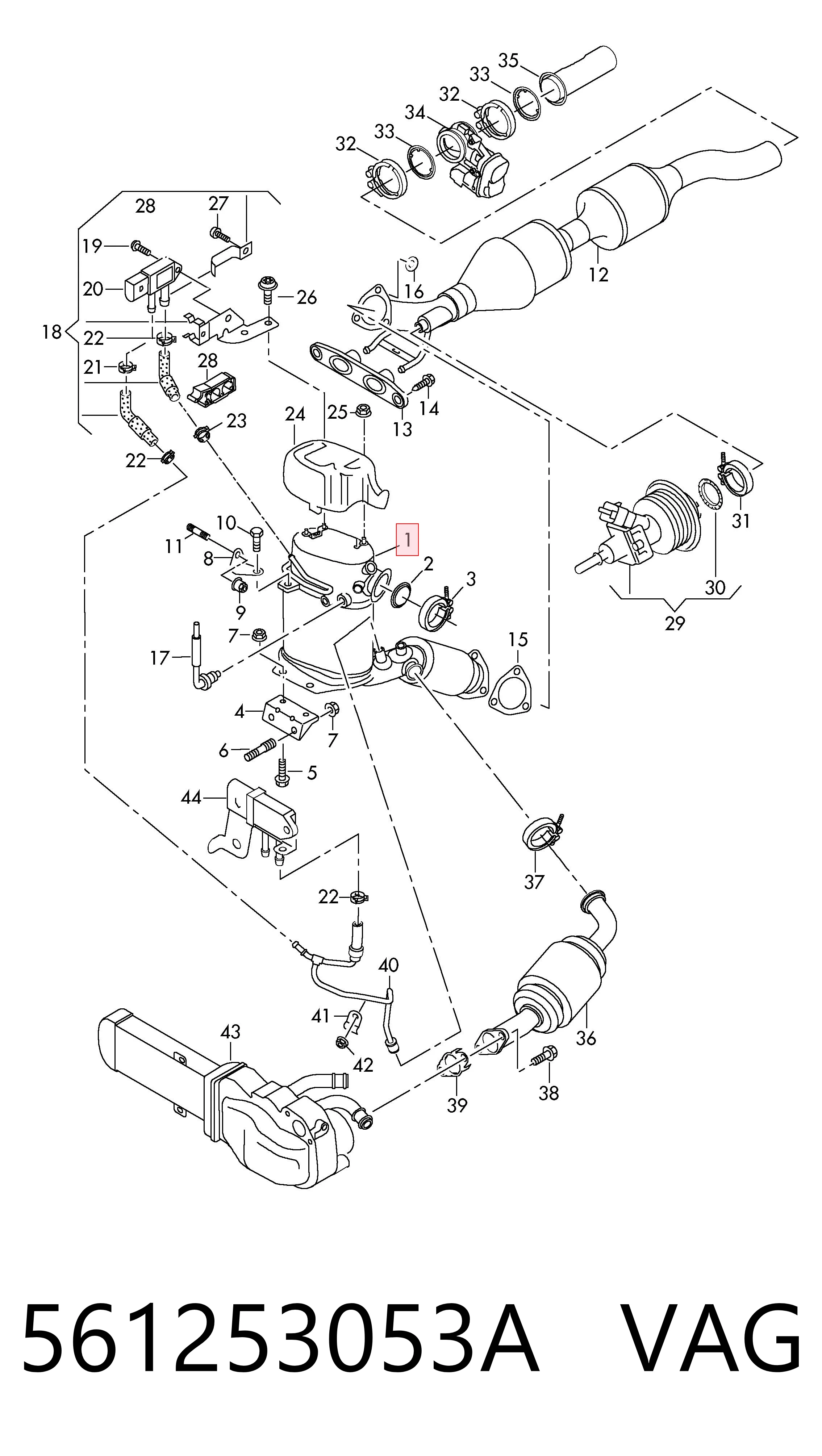 Каталитический нейтрализатор отработавших газов VAG 561253053A цена, от 211.63 USD