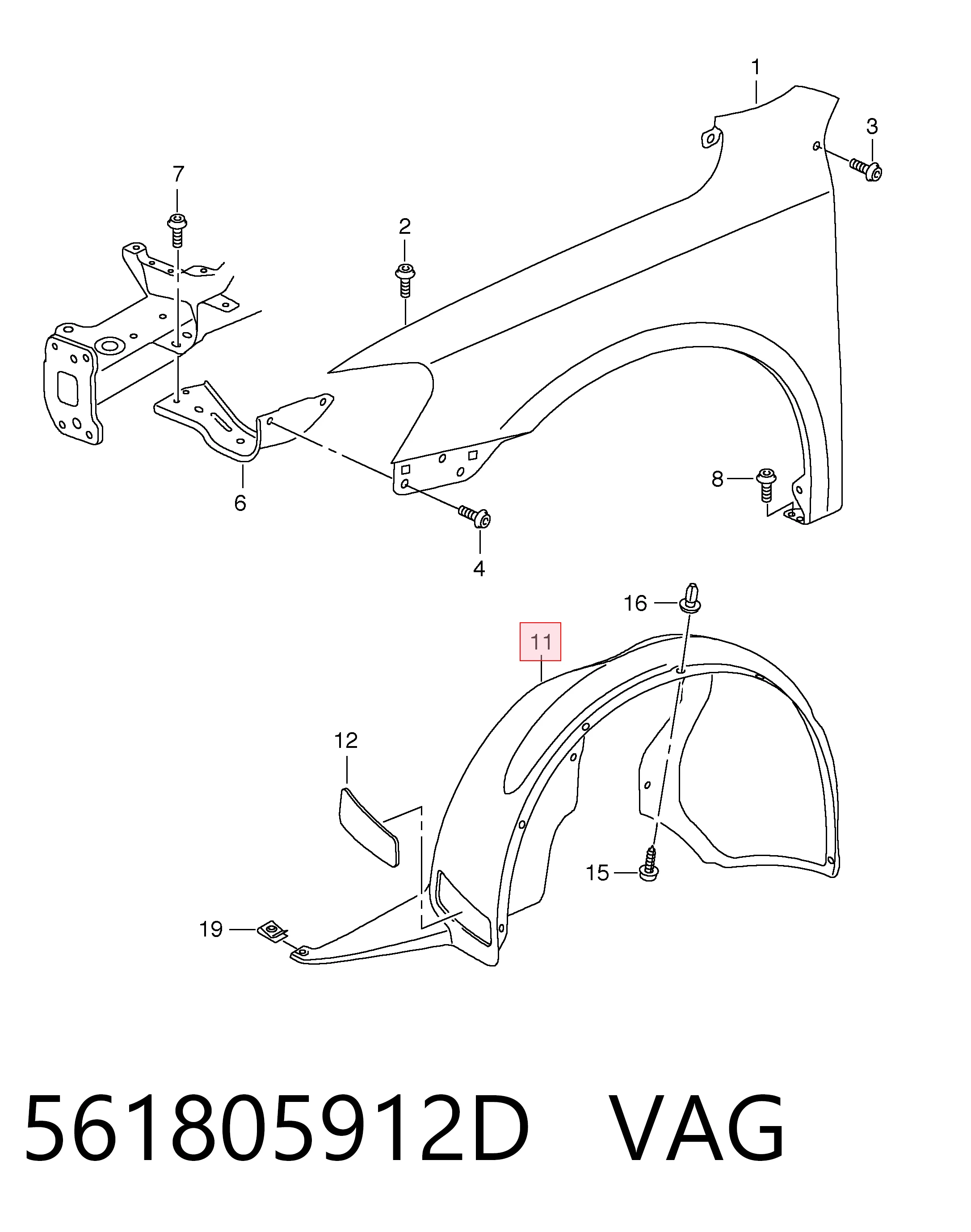 Подкрылок передний правый 95D4FP1T Polcar