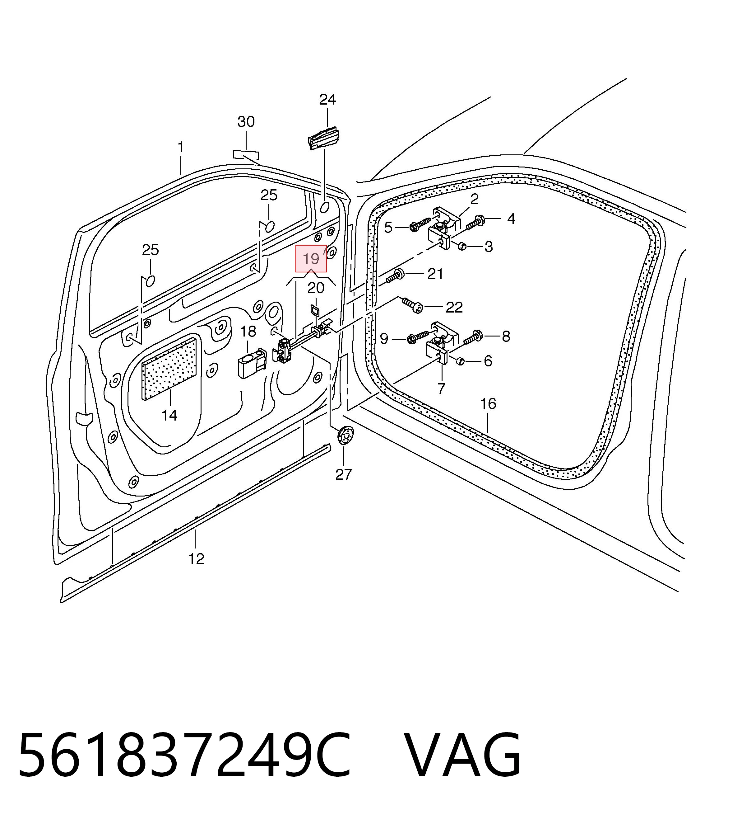 561837249C VAG Ограничитель открывания двери