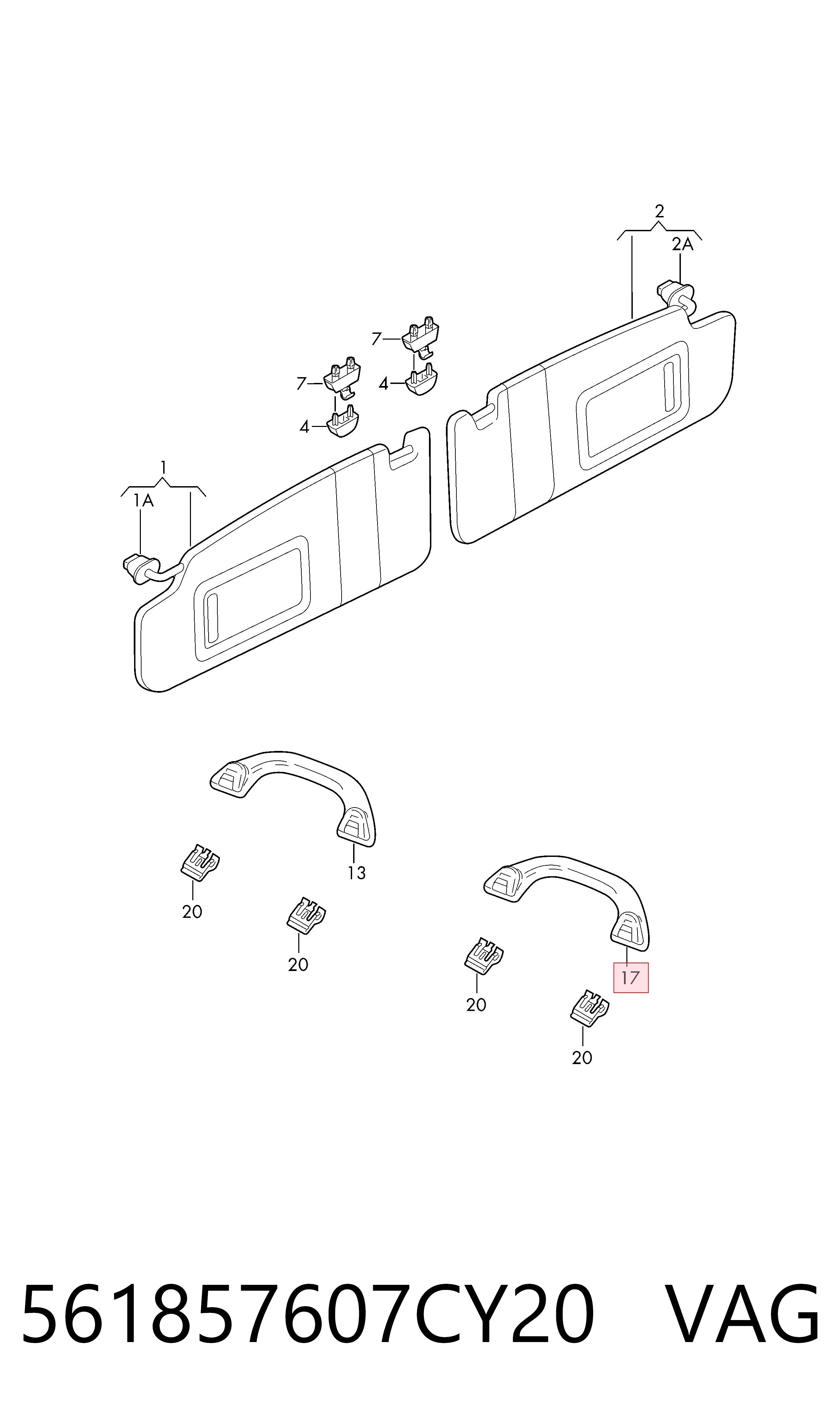 Ручка крыши салона VAG 561857607CY20 цена, от 3.39 USD