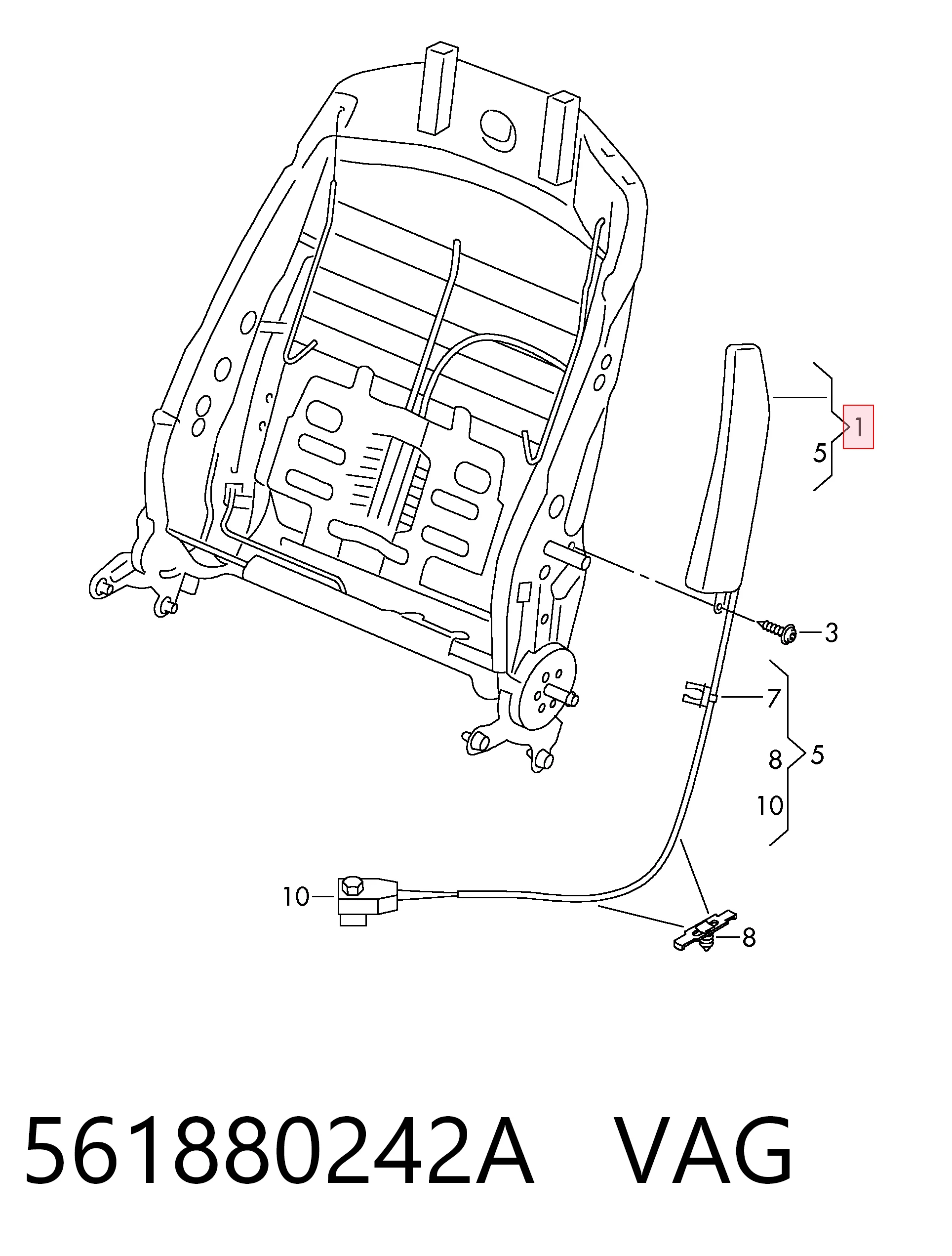 561880242A VAG Подушка безопасности AIRBAG спинки сиденья, правого