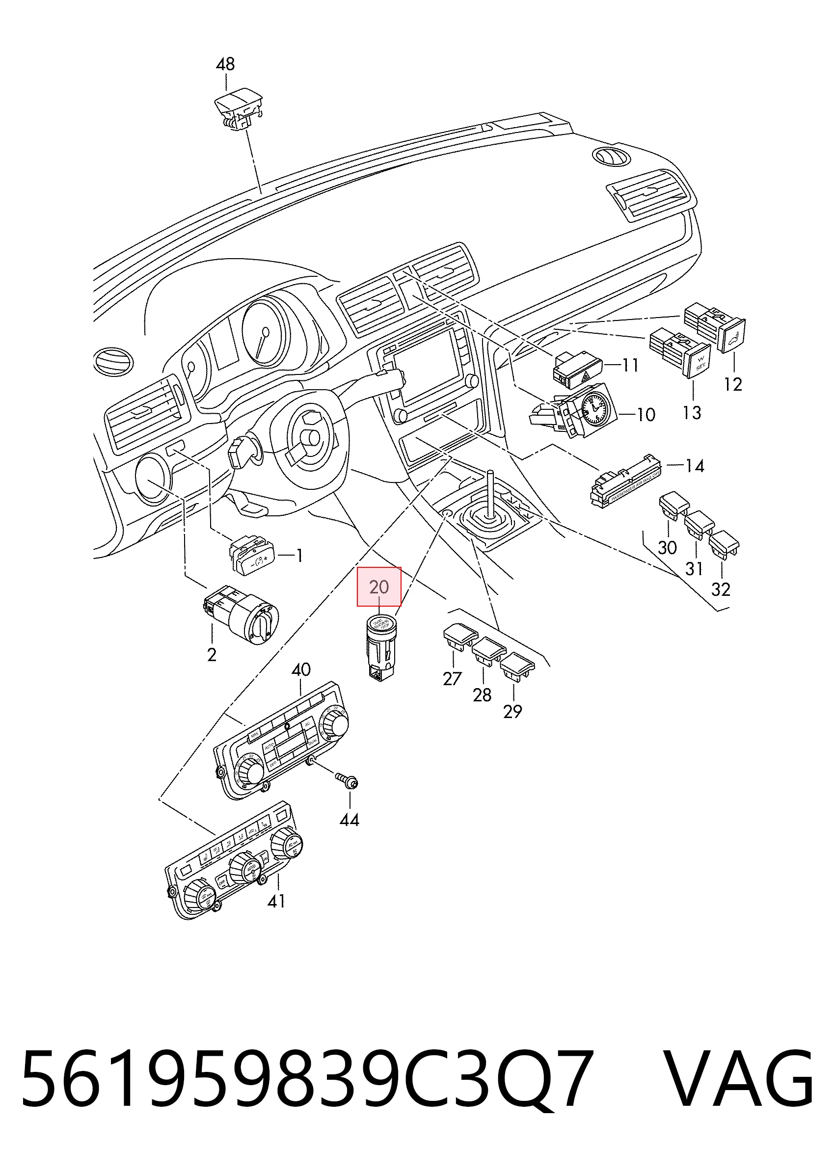 561959839C3Q7 VAG Кнопка стоп-старт