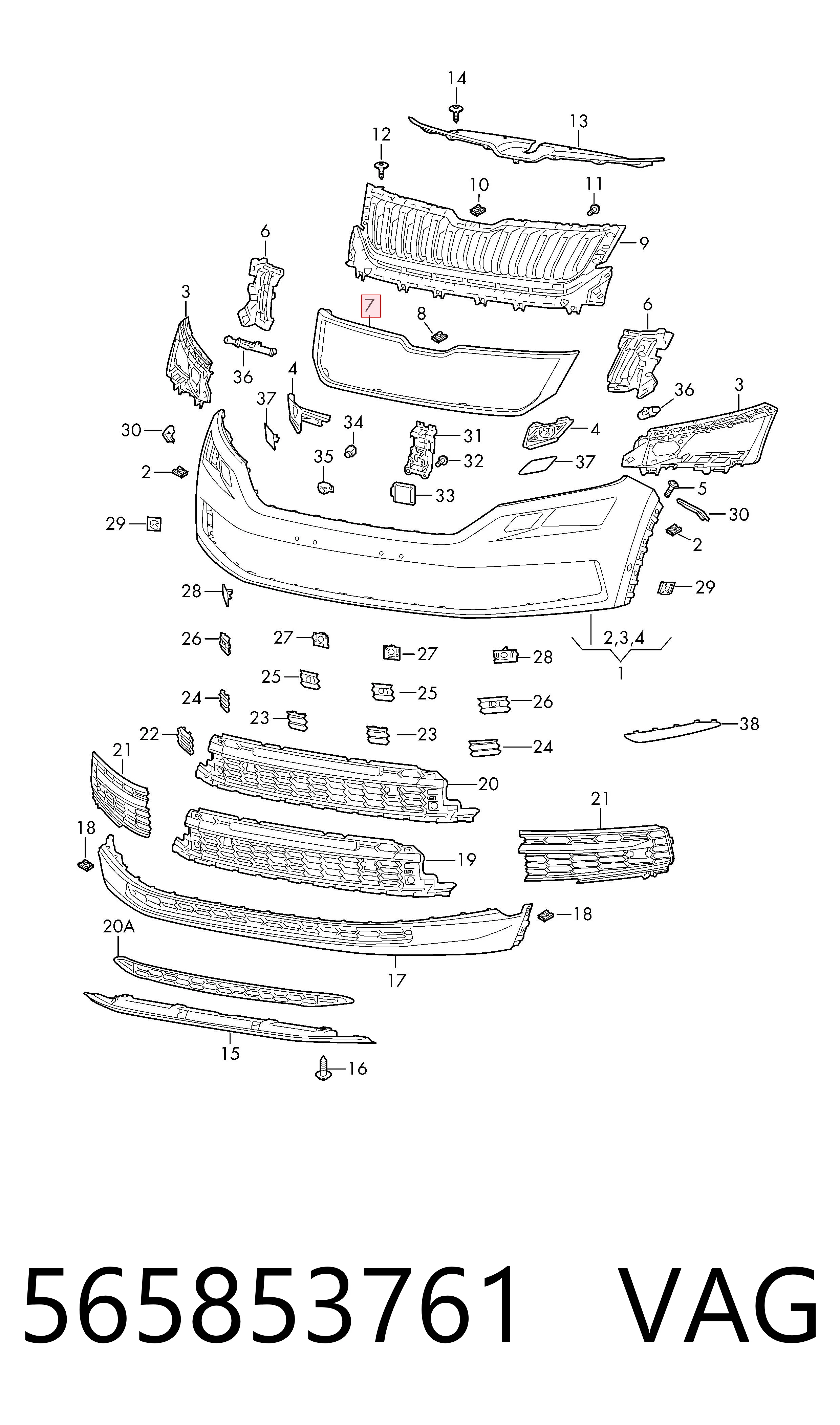 Накладка (рамка) решетки радиатора AND 30853101 цена, от 46.17 USD