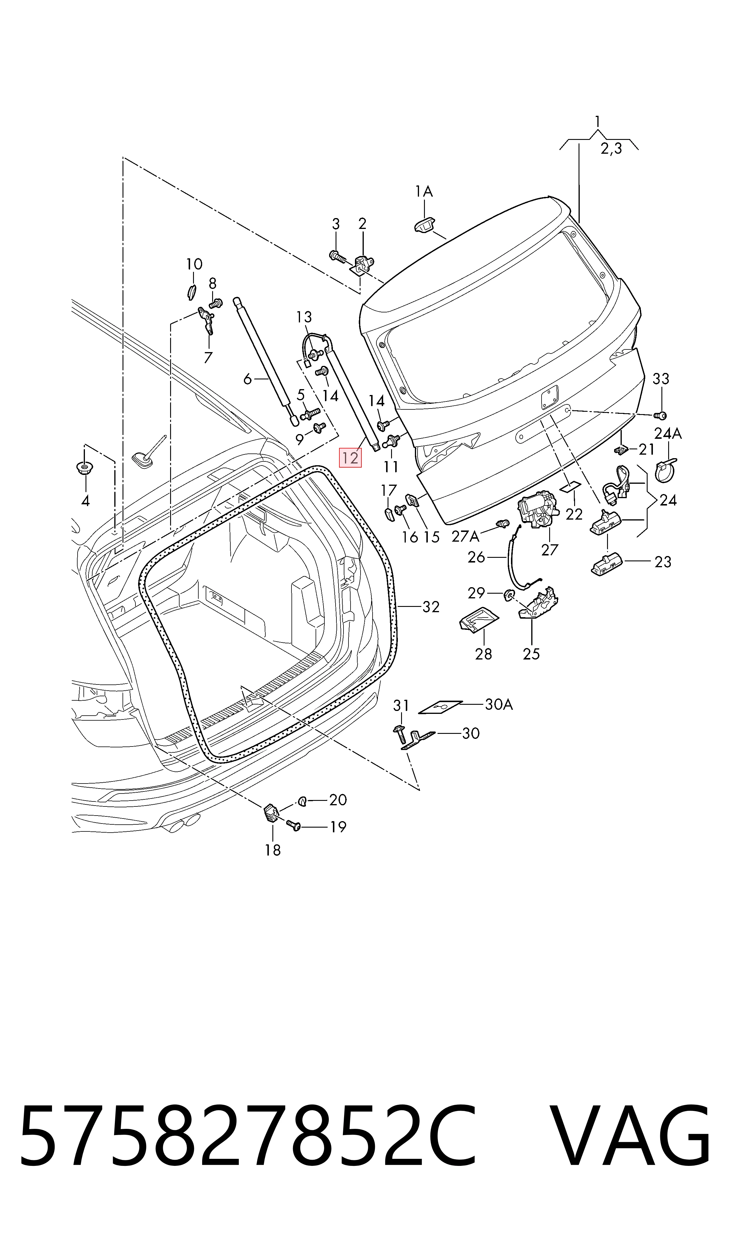 Амортизатор задней двери VAG 575827852C цена, от 152.02 USD
