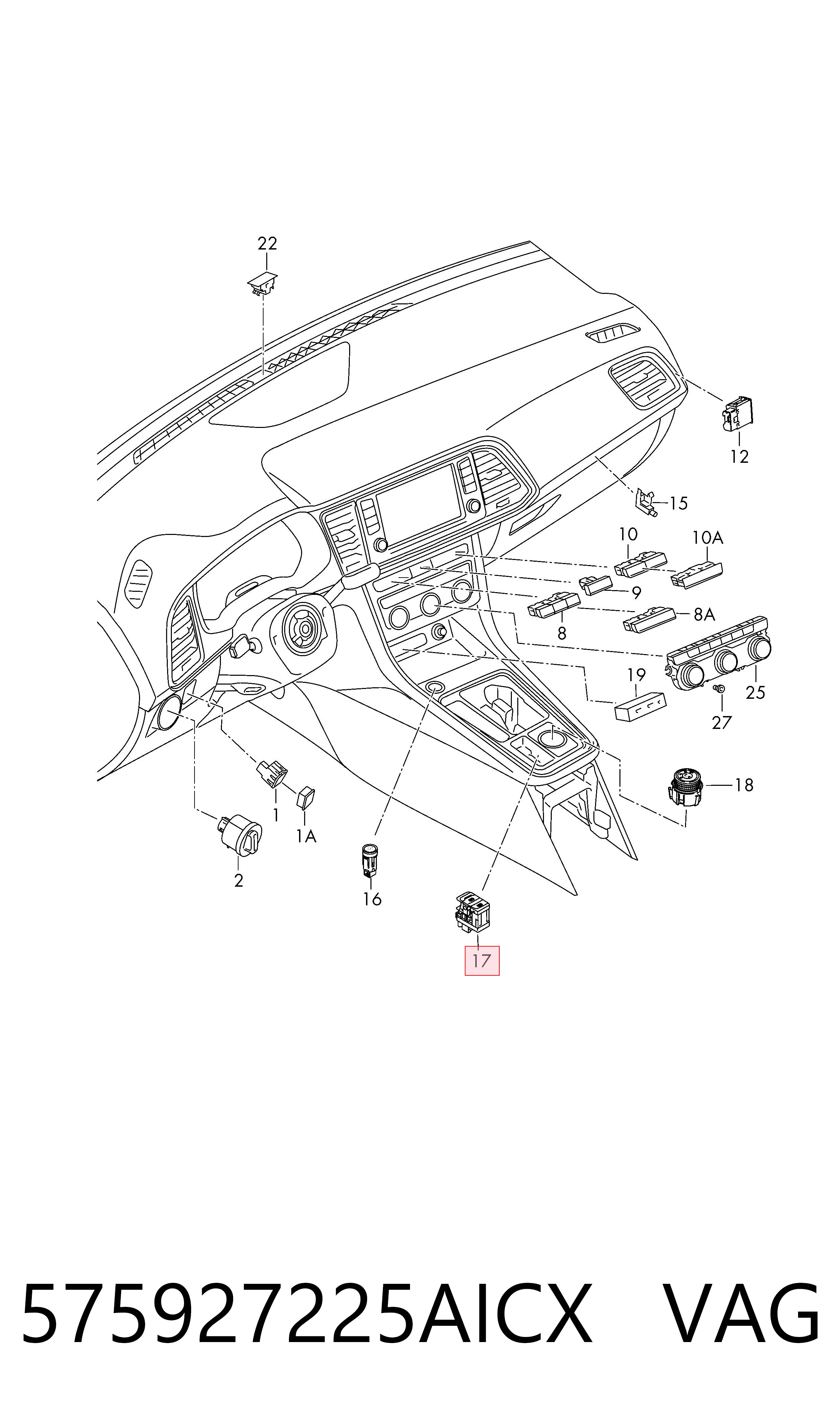 575927225AICX VAG Кнопка электромеханического стояночного тормоза