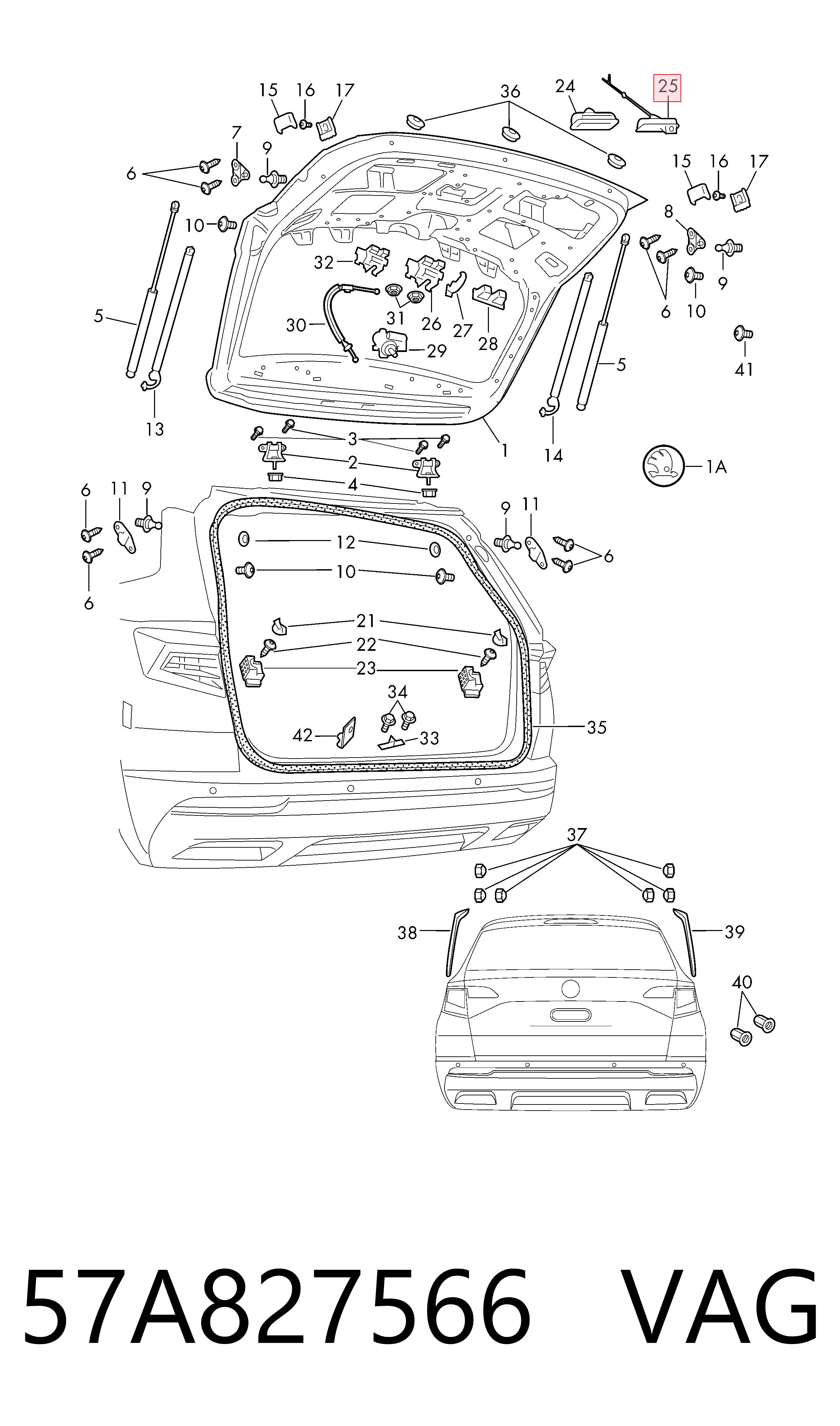 57A827566 VAG Кнопка привода замка крышки багажника (двери 3/5-й (ляды)