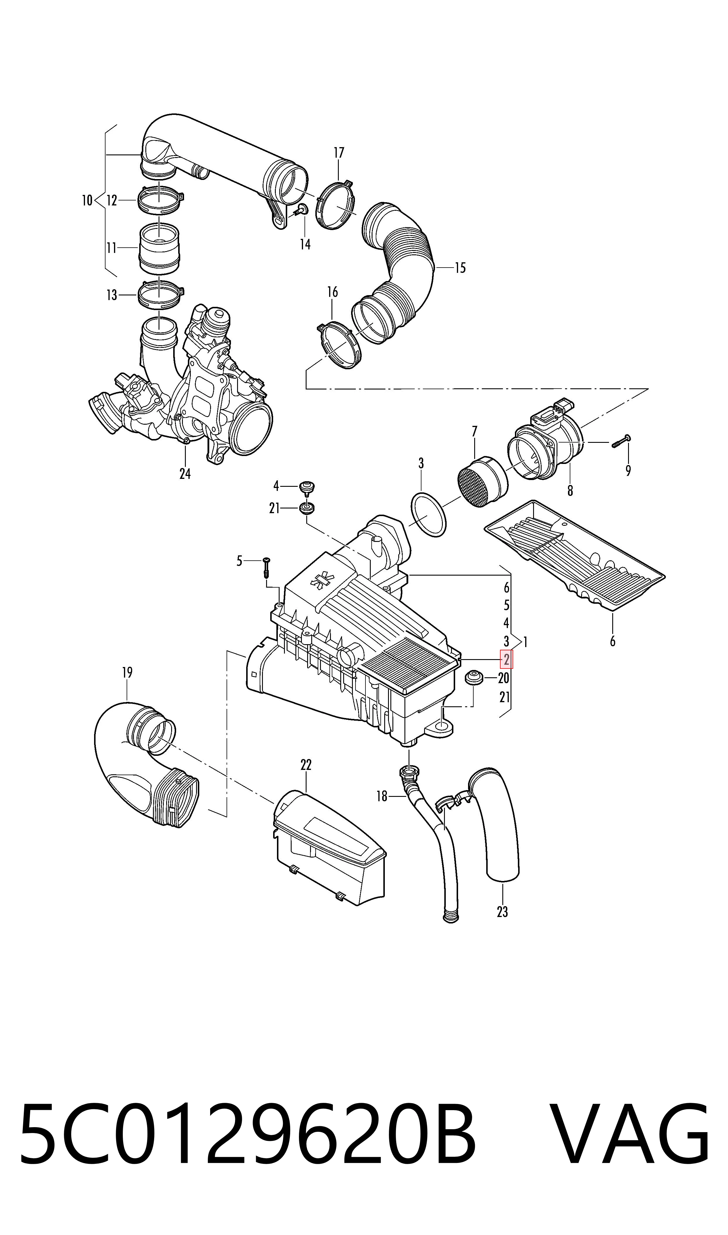 Элемент воздушного фильтра VAG 5C0129620B цена, от 17.95 USD