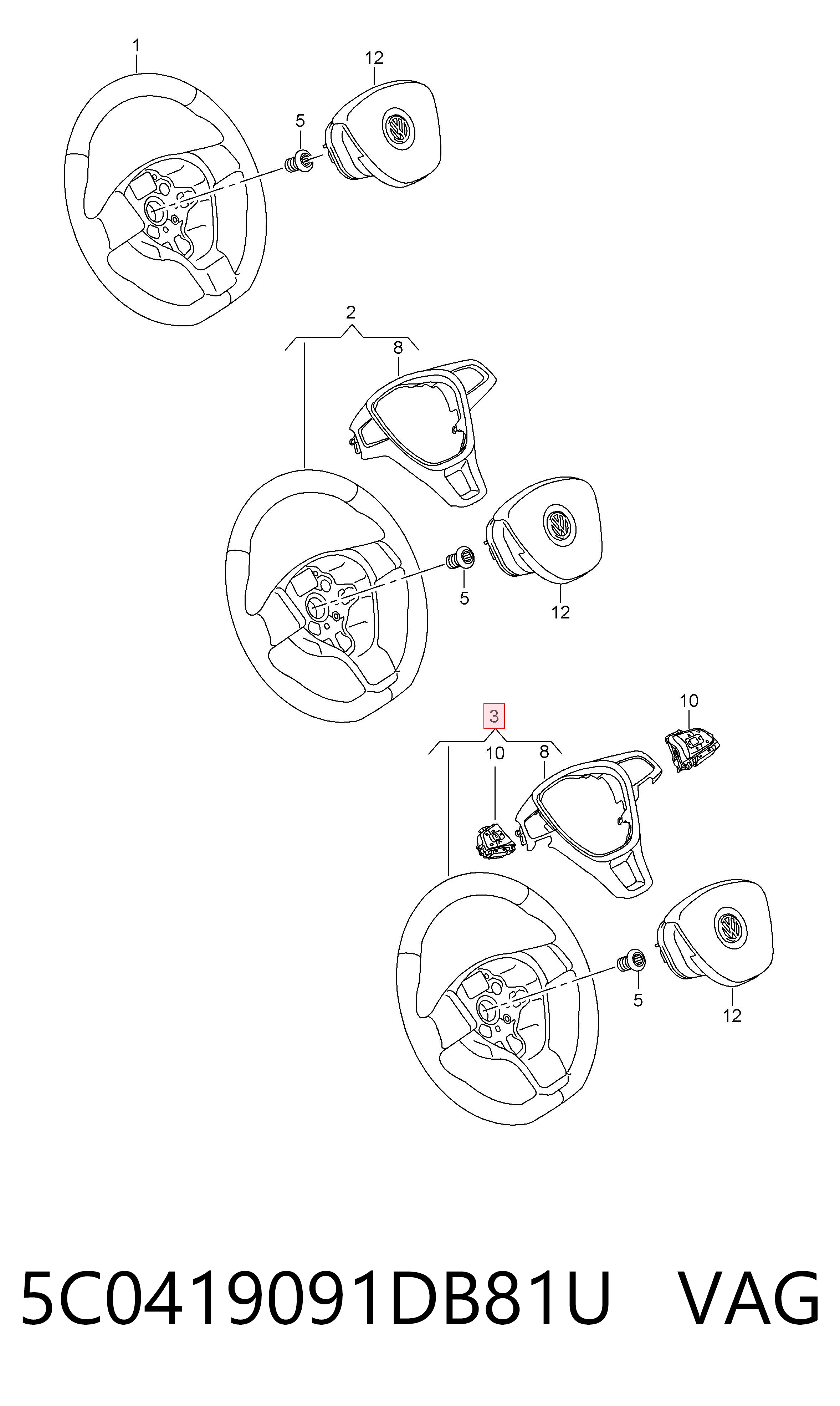 5C0419091DB81U VAG Колесо рулевое