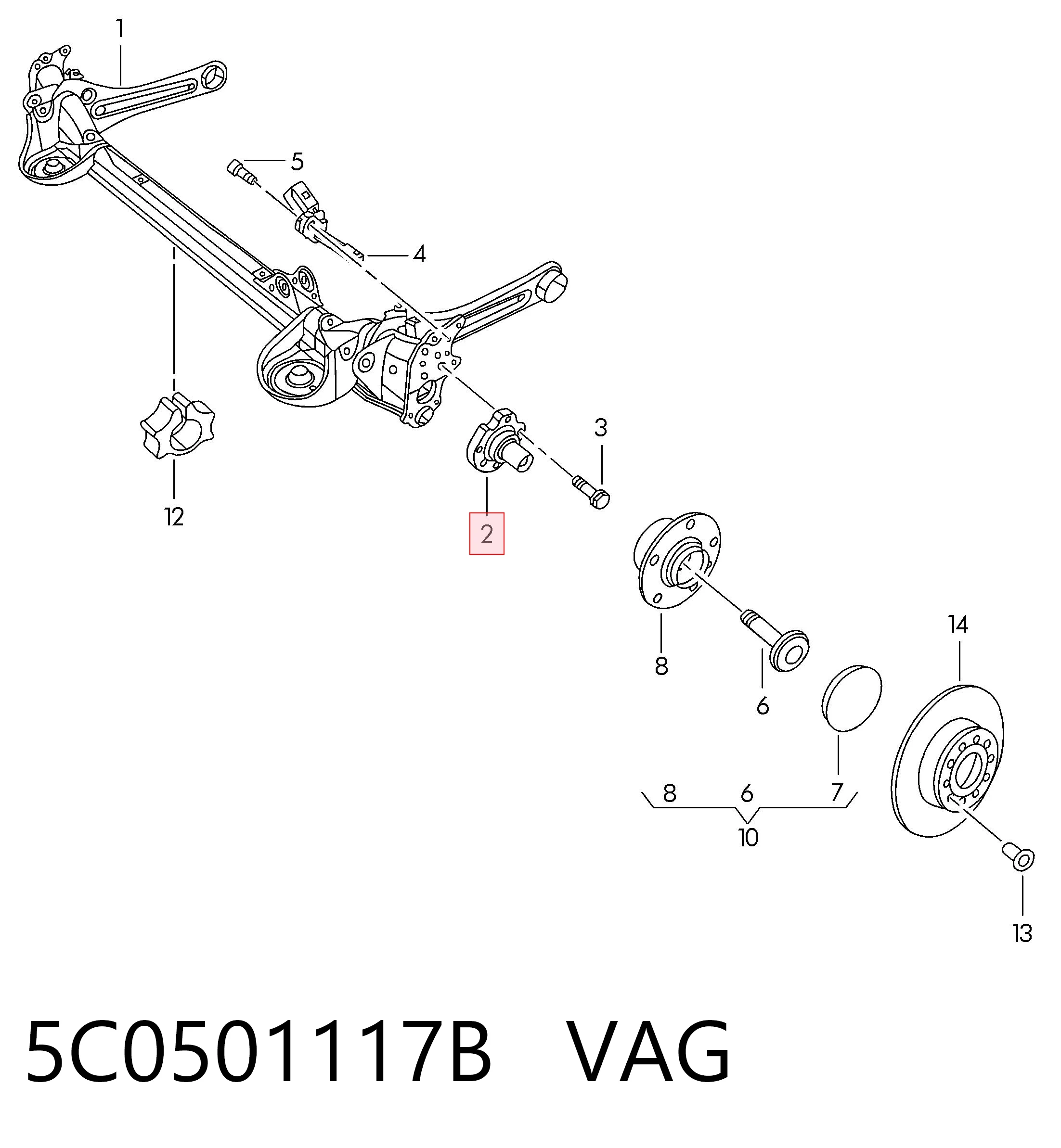 5C0501117B VAG Цапфа задняя