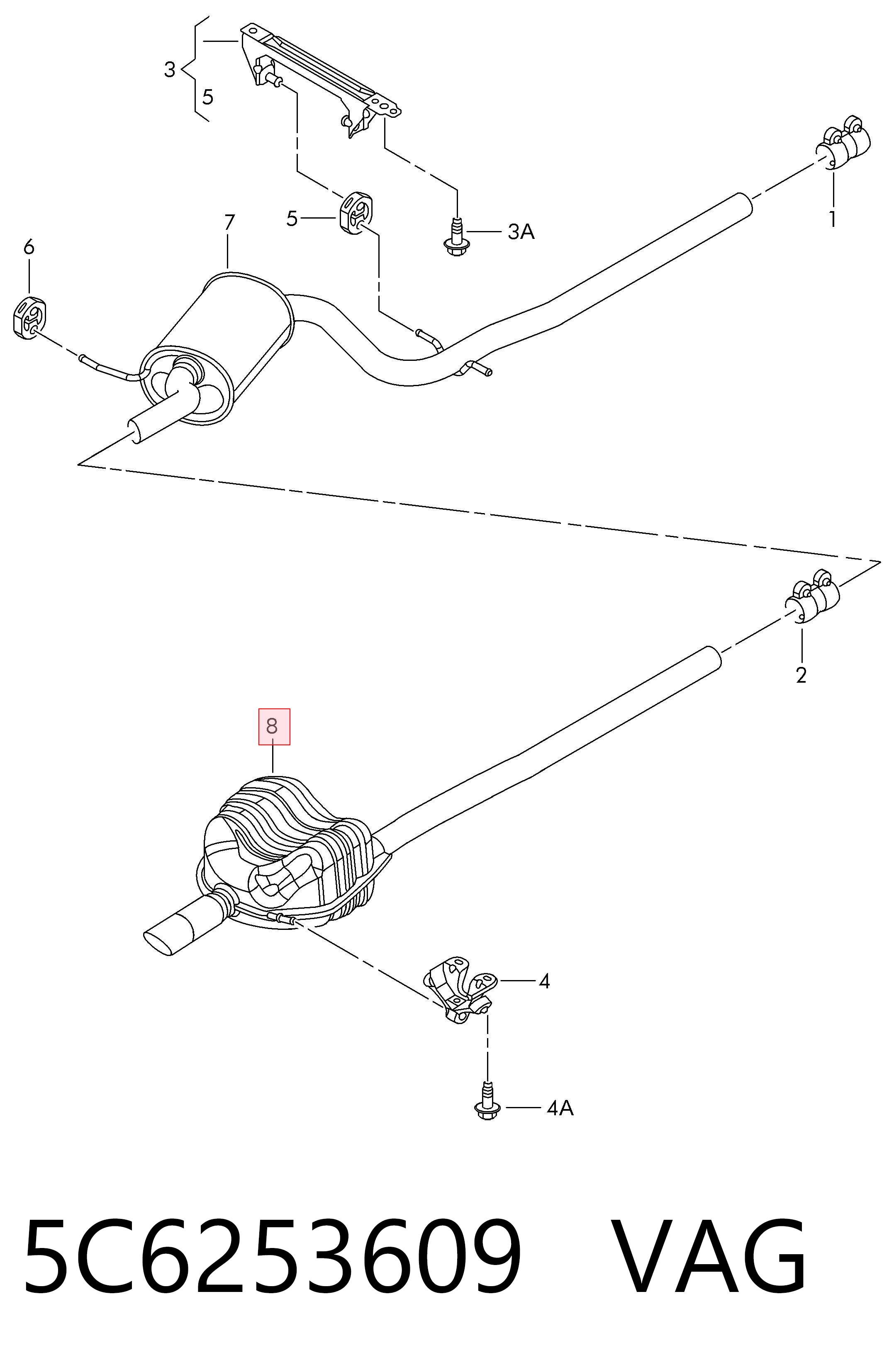 Выхлопная труба на Volkswagen Jetta VI 162, 163, AV3, AV2, AY2, AY3