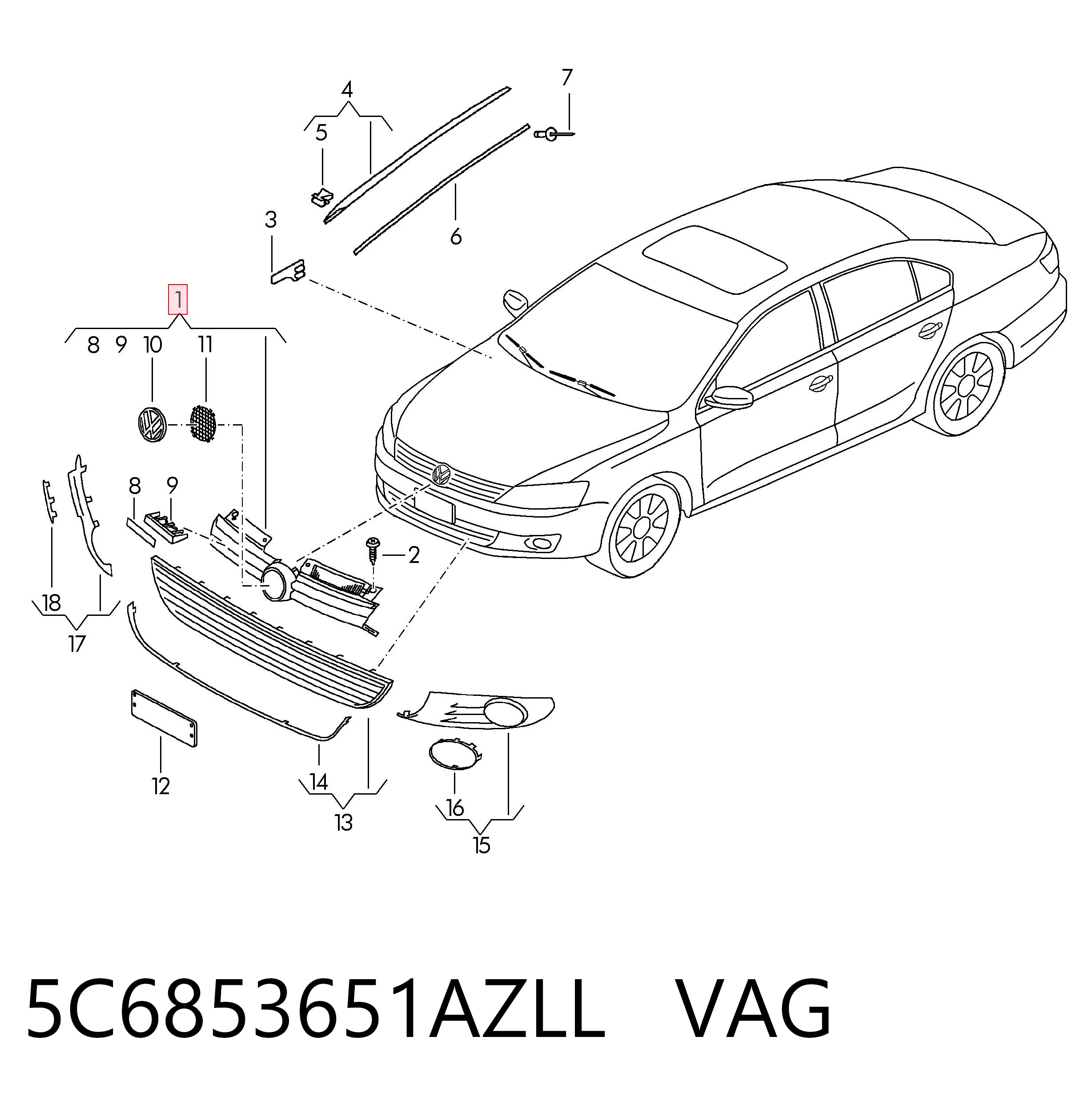 Решетка радиатора 3L853006 AND