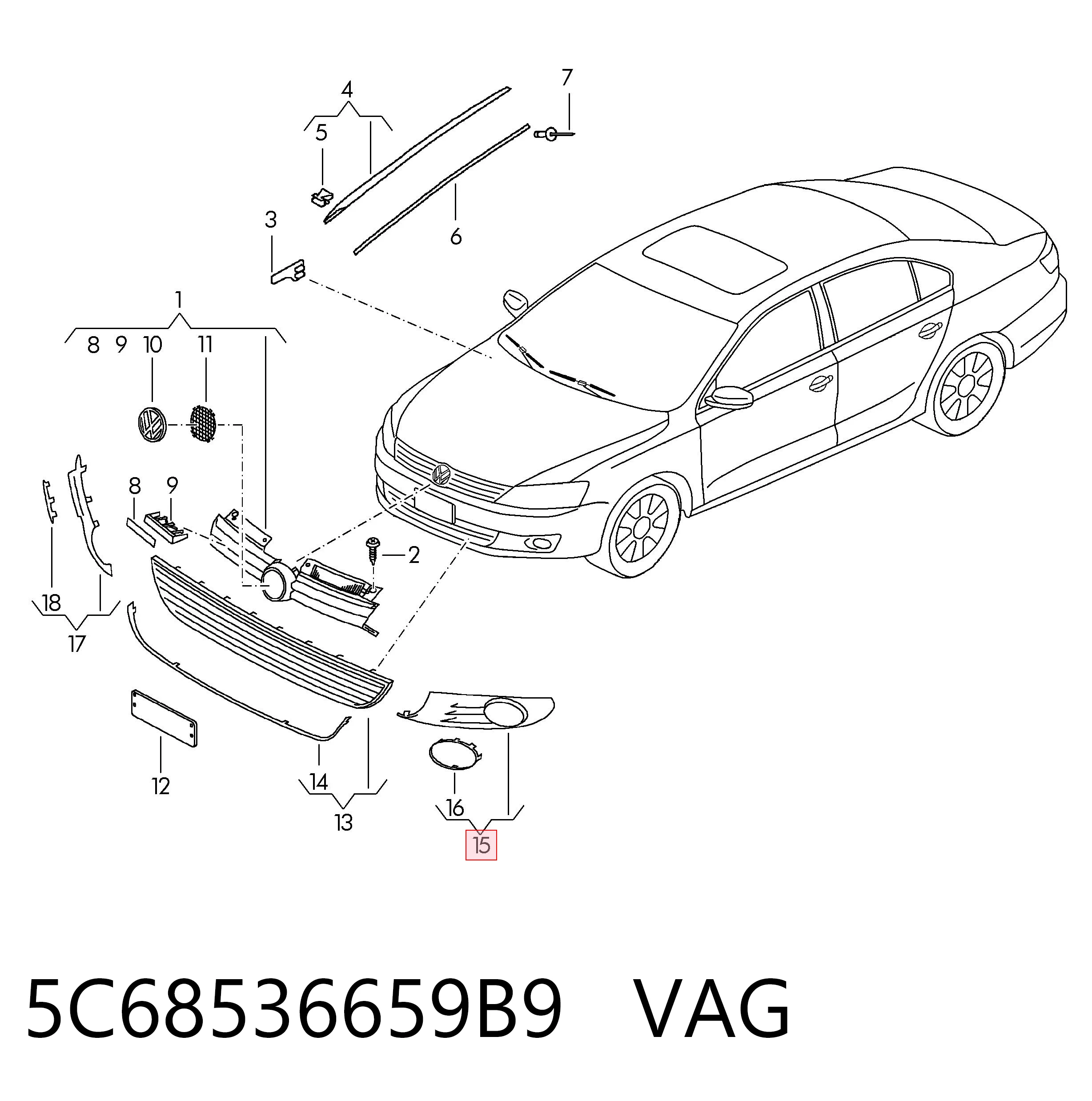 5C68536659B9 VAG Заглушка противотуманок, левая