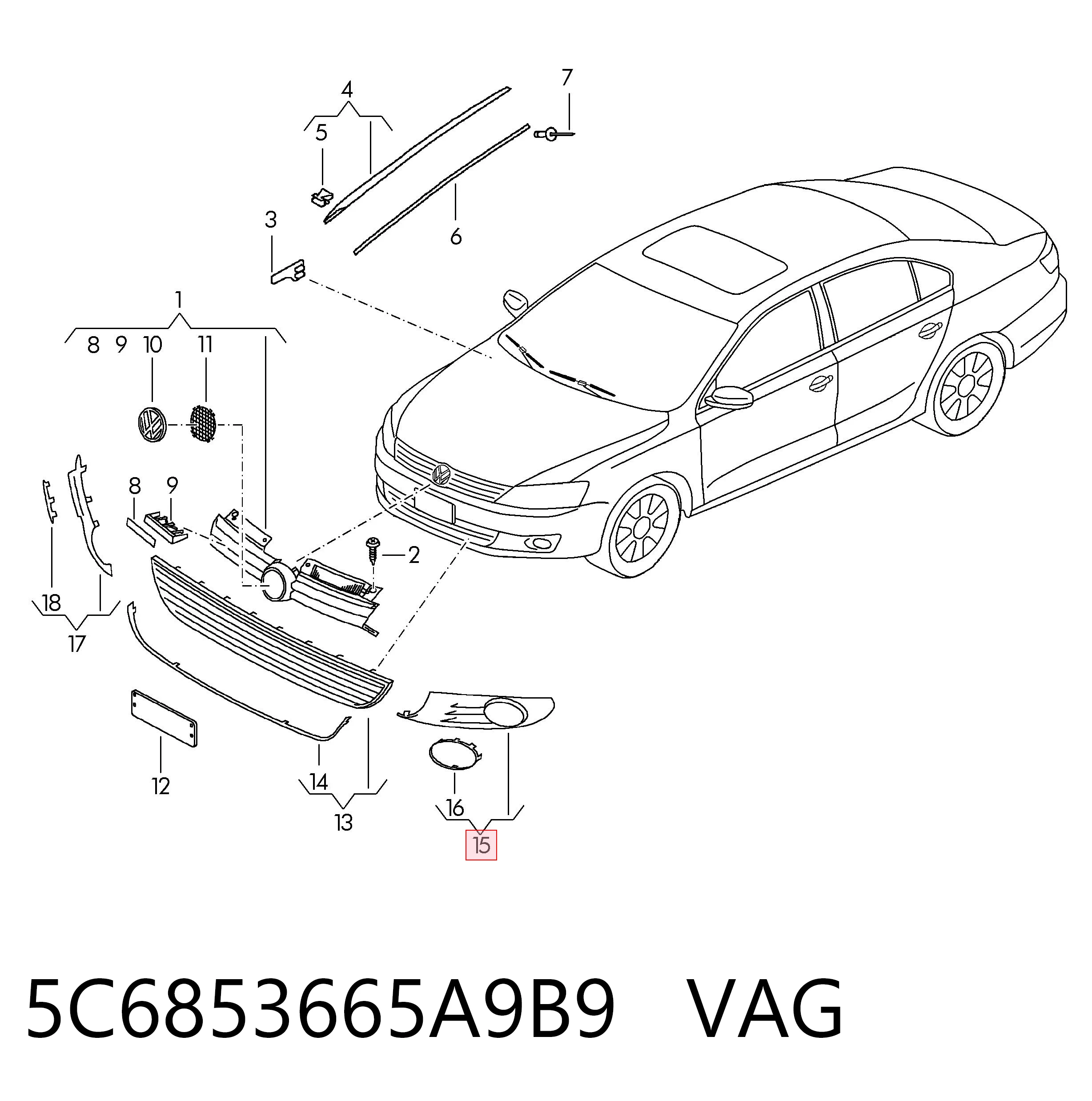 5C6853665A9B9 VAG Заглушка противотуманок, левая