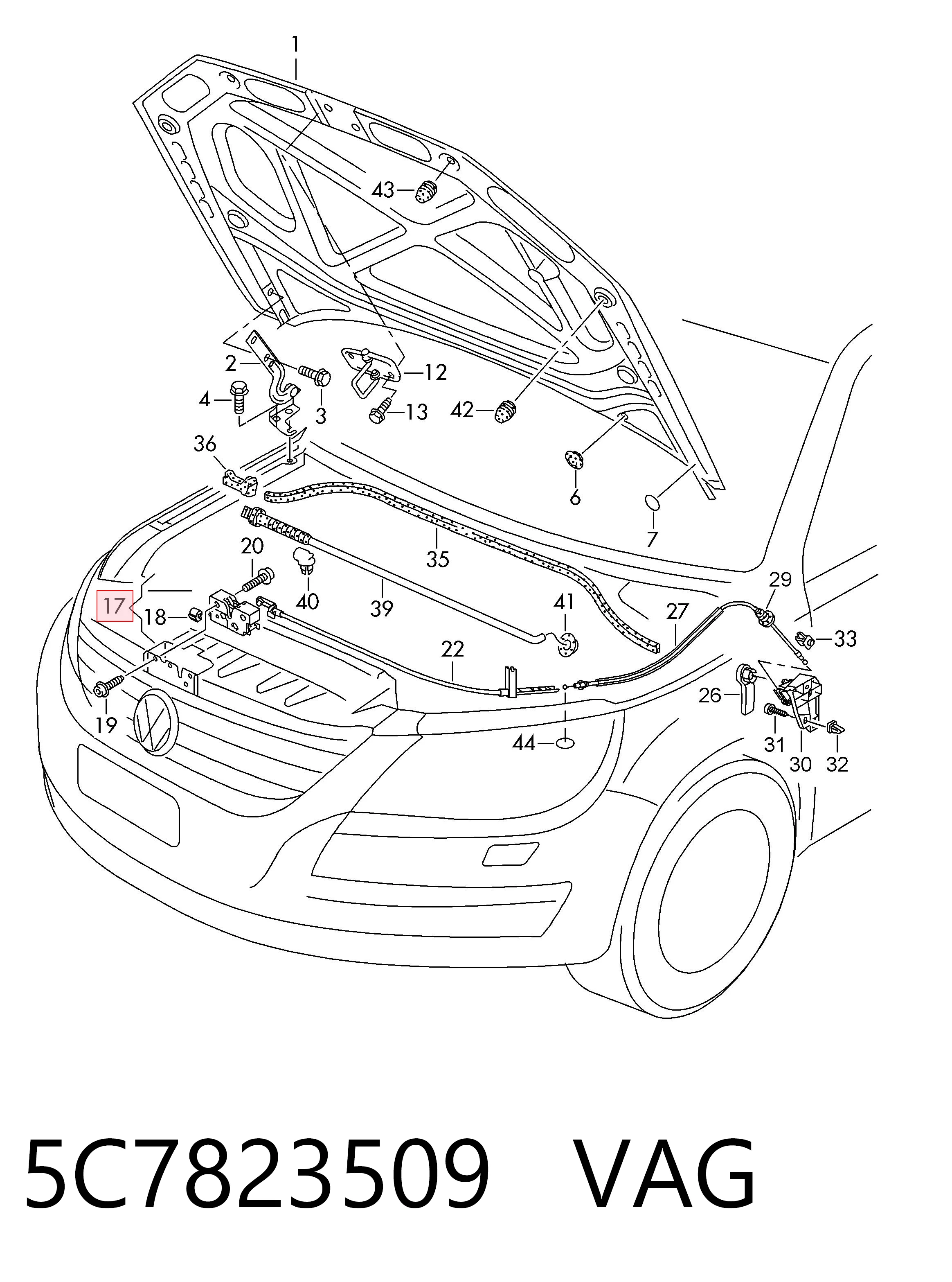 Замок капота Volkswagen Jetta VI седан (162, 163, AV3, AV2, AY2, AY3) (2011 - 2019) цена, от 44.34 USD