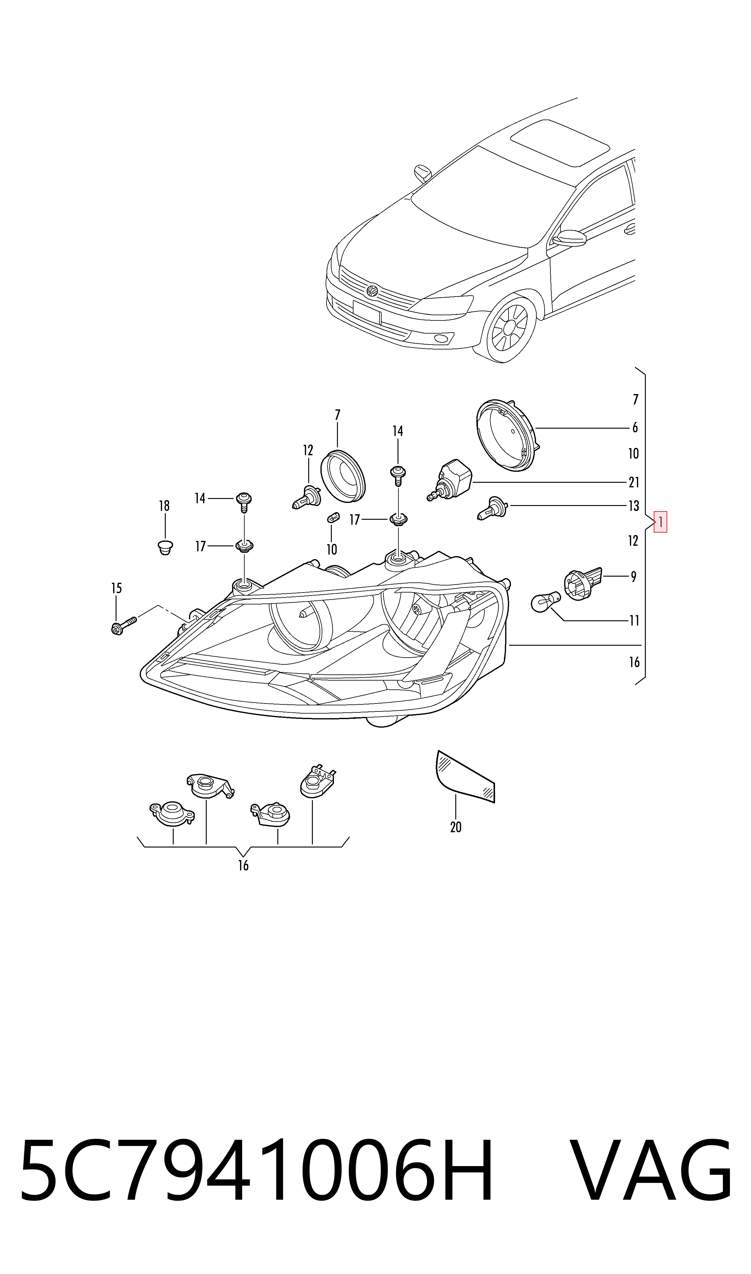 5C7941006H VAG Фара передняя правая