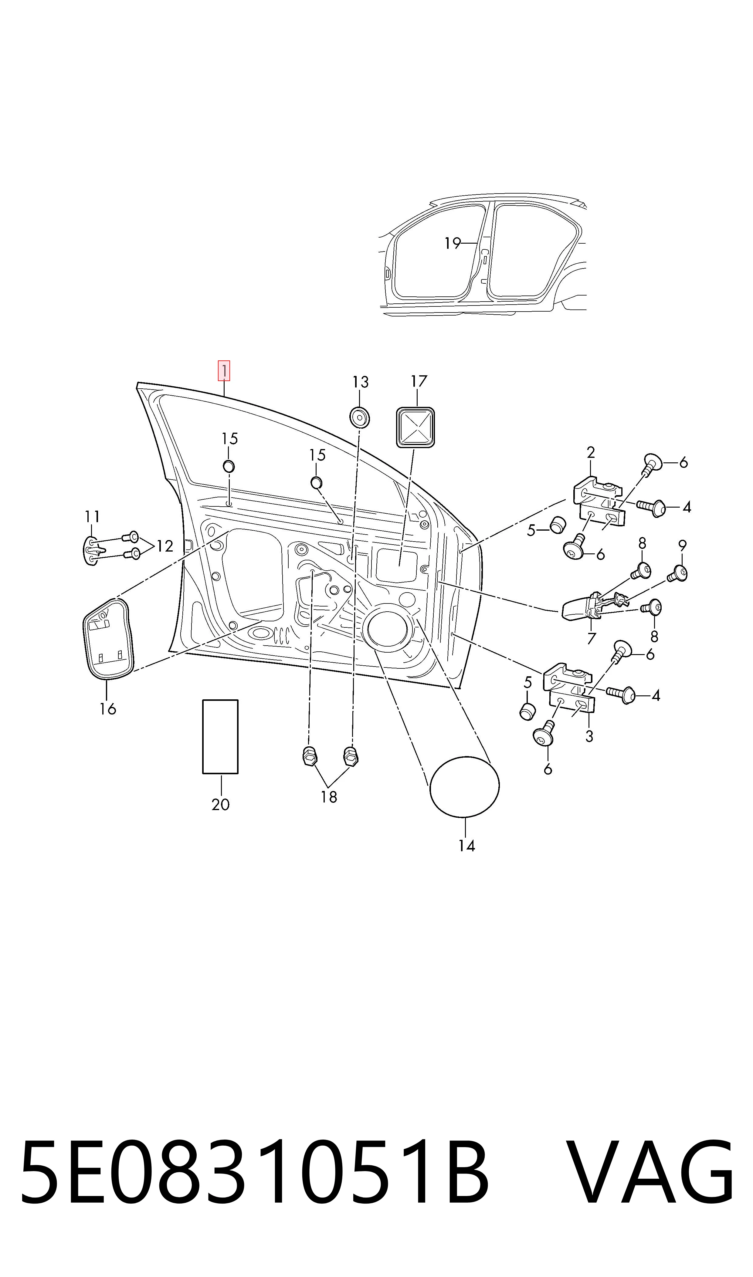 Передняя левая дверь Skoda Octavia III A7 лифтбек (5E3, NL3, NR3) (2012 - 2021) цена, от 348.65 USD