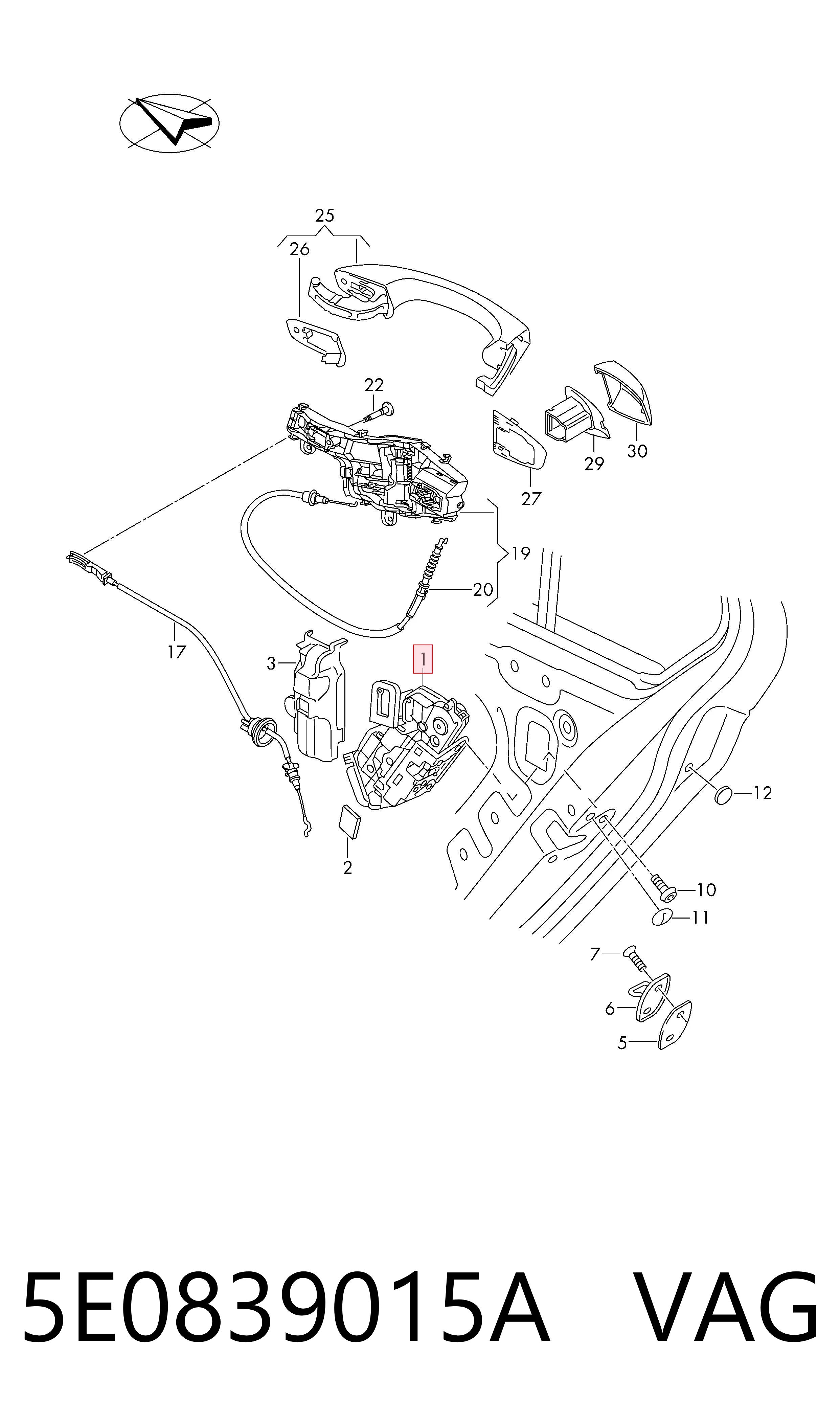 Замок задней двери, левой Volkswagen Golf ALLTRACK VII универсал (BA5, BV5) (2014 - 2020) цена, от 25.34 USD