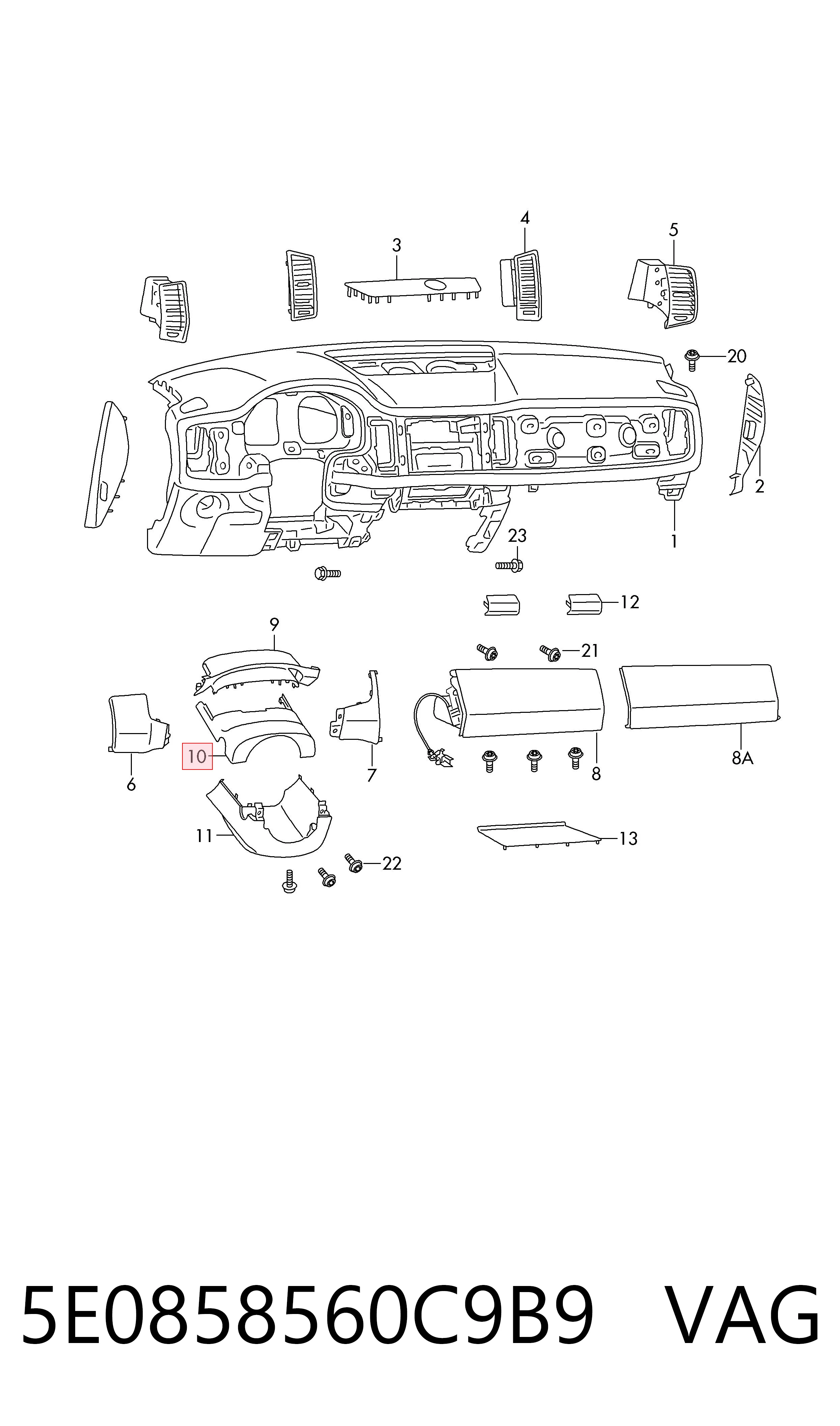5E0858560C9B9 VAG Накладка рулевой колонки