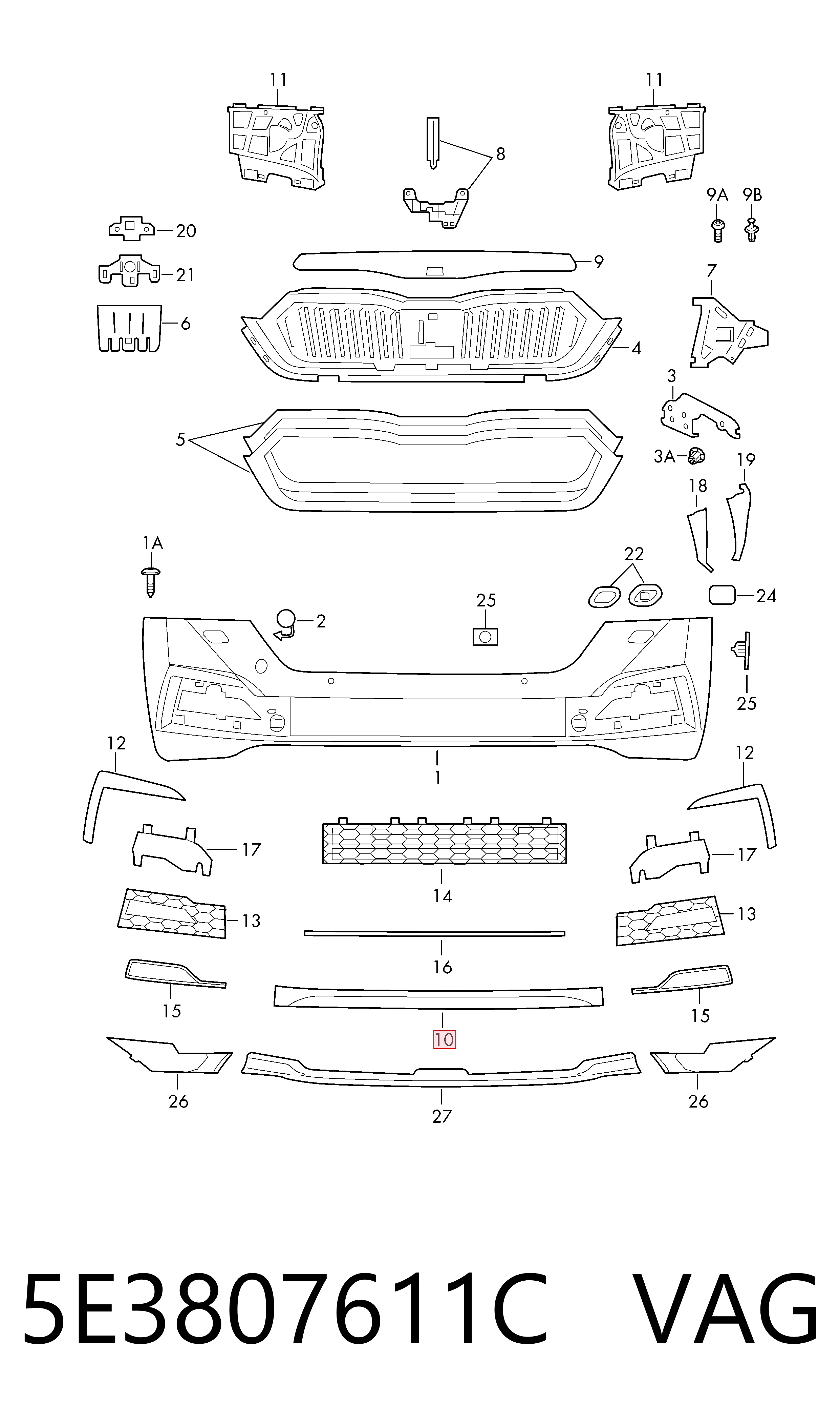 5E3807611C VAG Аэродинамические обвесы