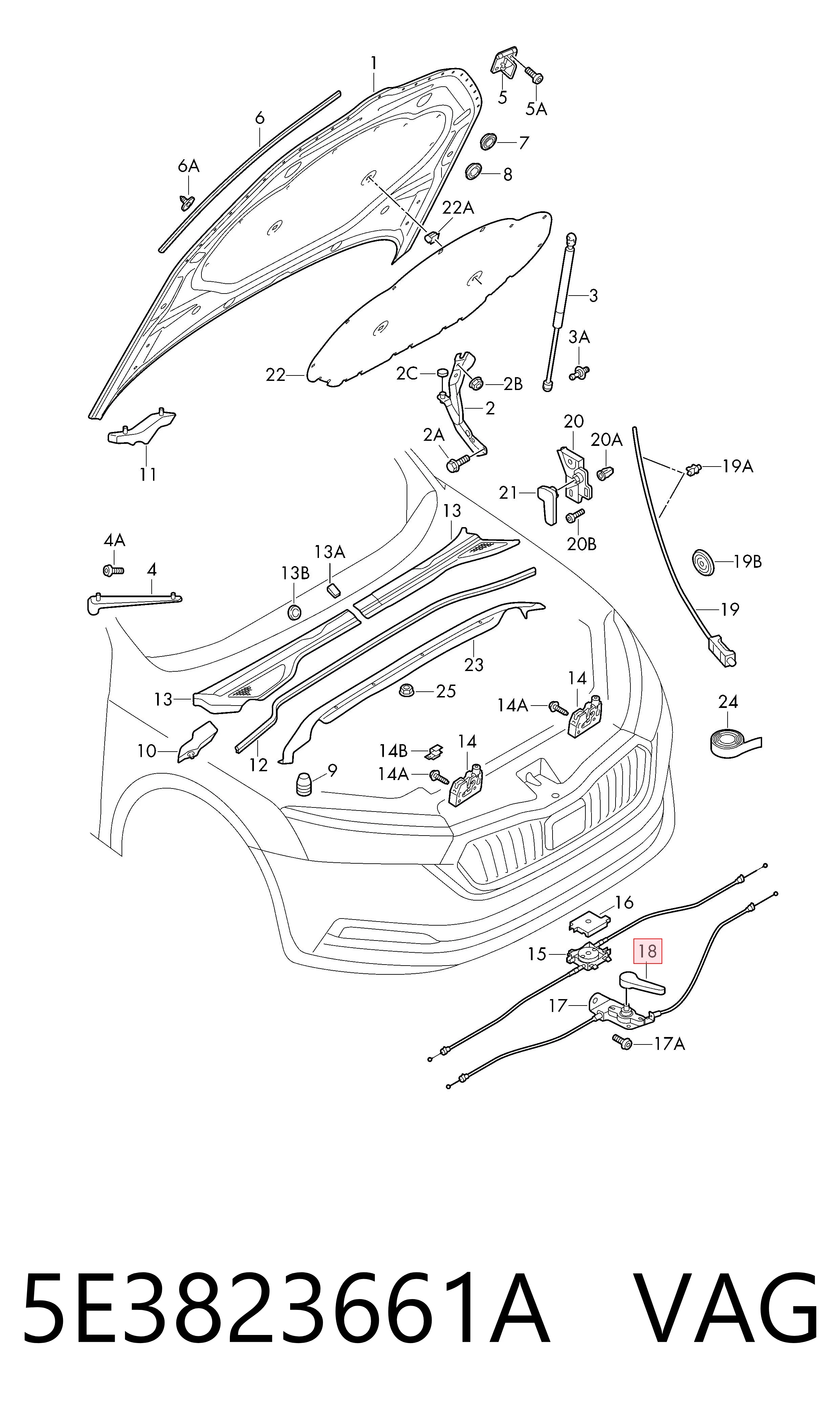 5E3823661A VAG Ручка открытия капота