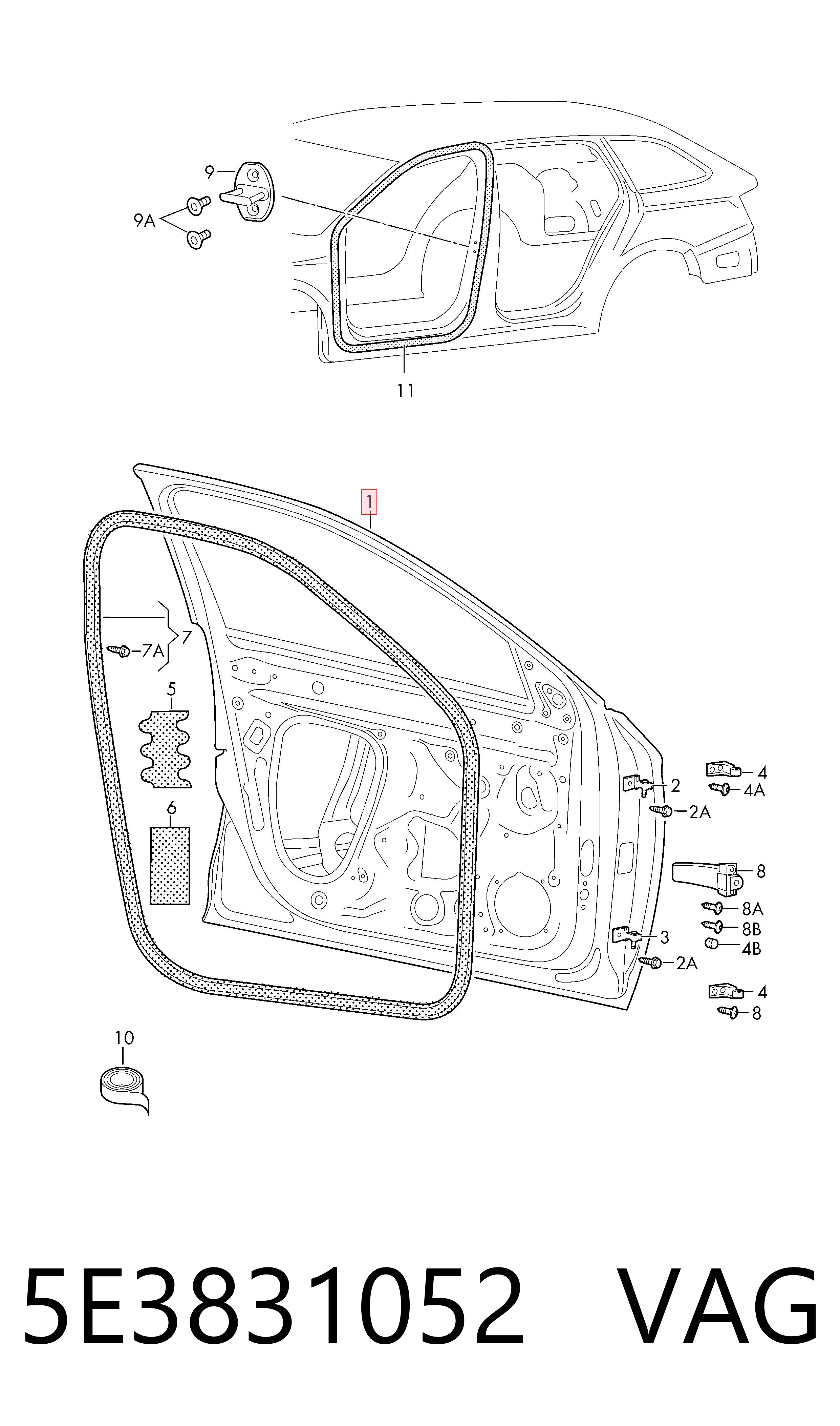 Дверь передняя правая на Skoda Octavia IV A8 NX3, NN3, PV3