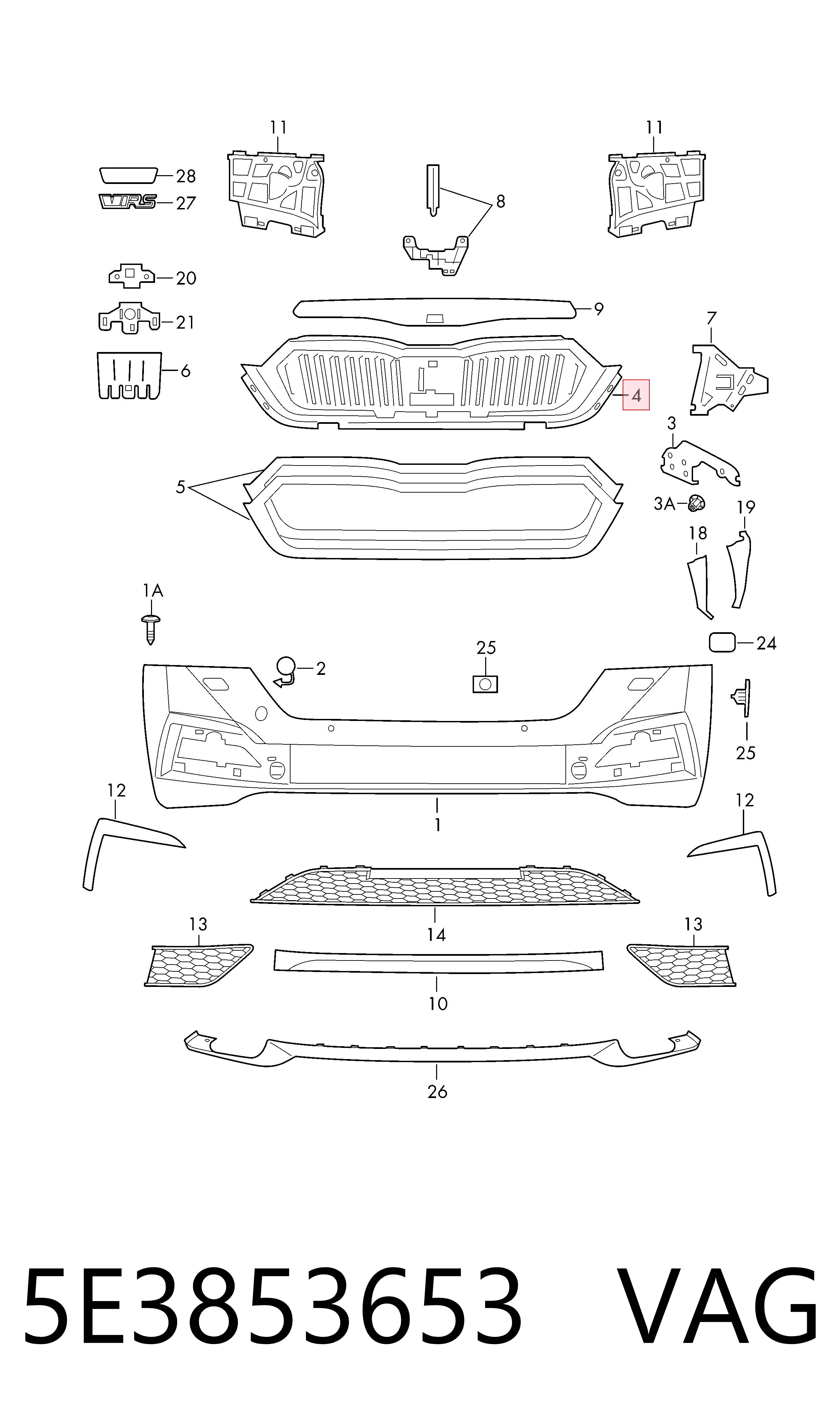 Облицовка радиатора Skoda Octavia IV A8 хэтчбек (NX3, NN3, PV3) (2020 - 2026) цена, от 48.76 USD