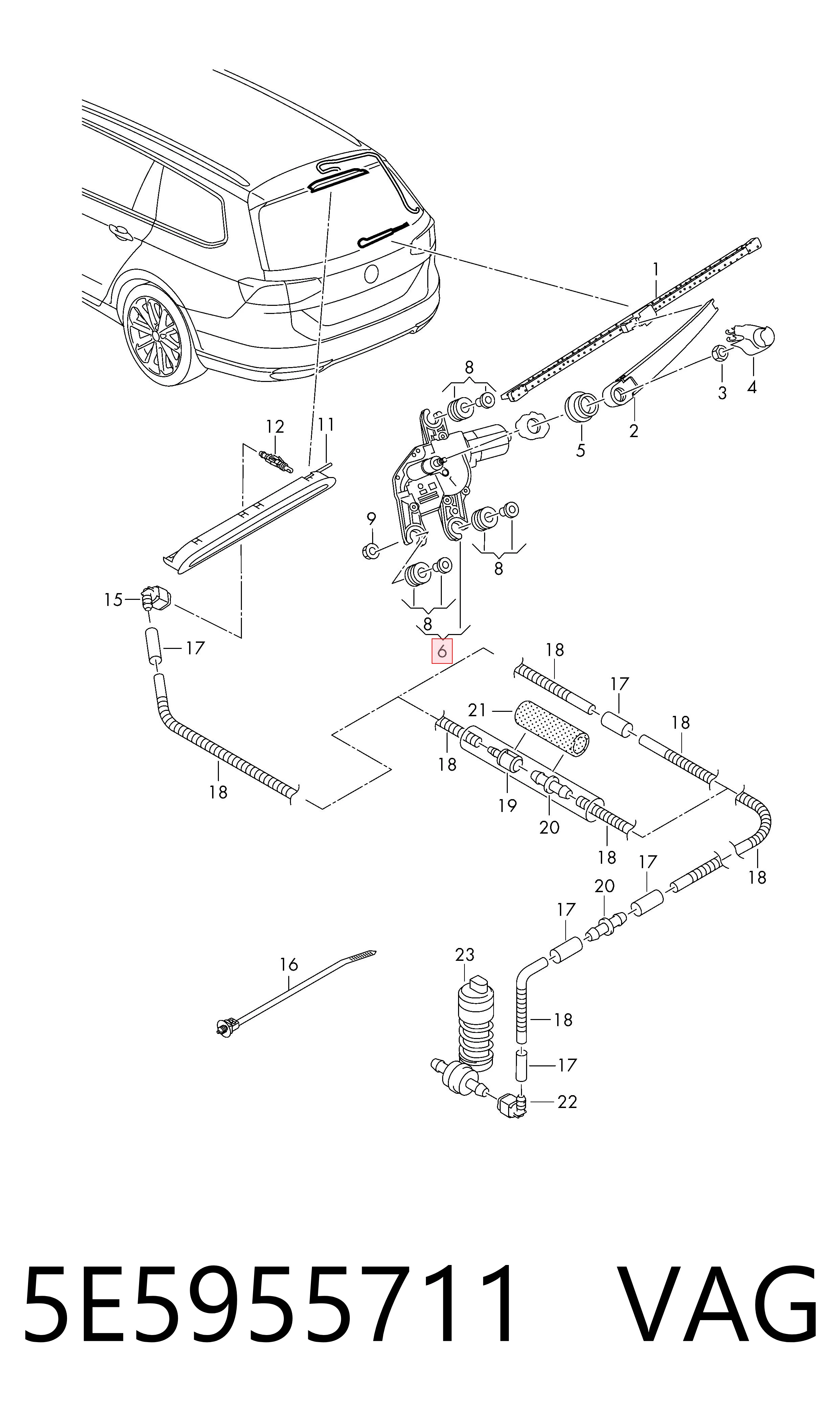 Стеклоочиститель двери задка Skoda Octavia III A7 лифтбек (5E3, NL3, NR3) (2012 - 2021) цена, от 67.58 USD