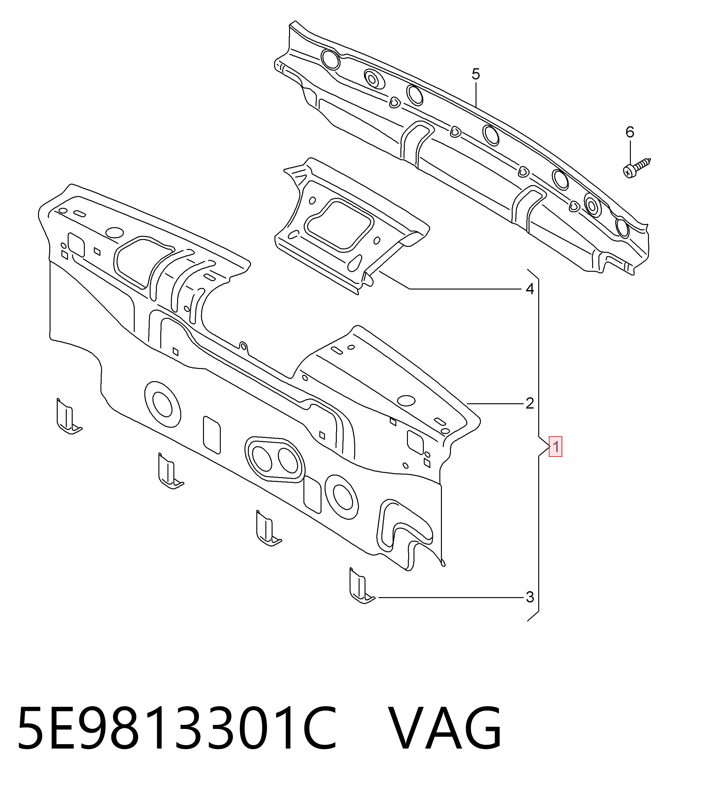 5E9813301C VAG Панель багажного отсека