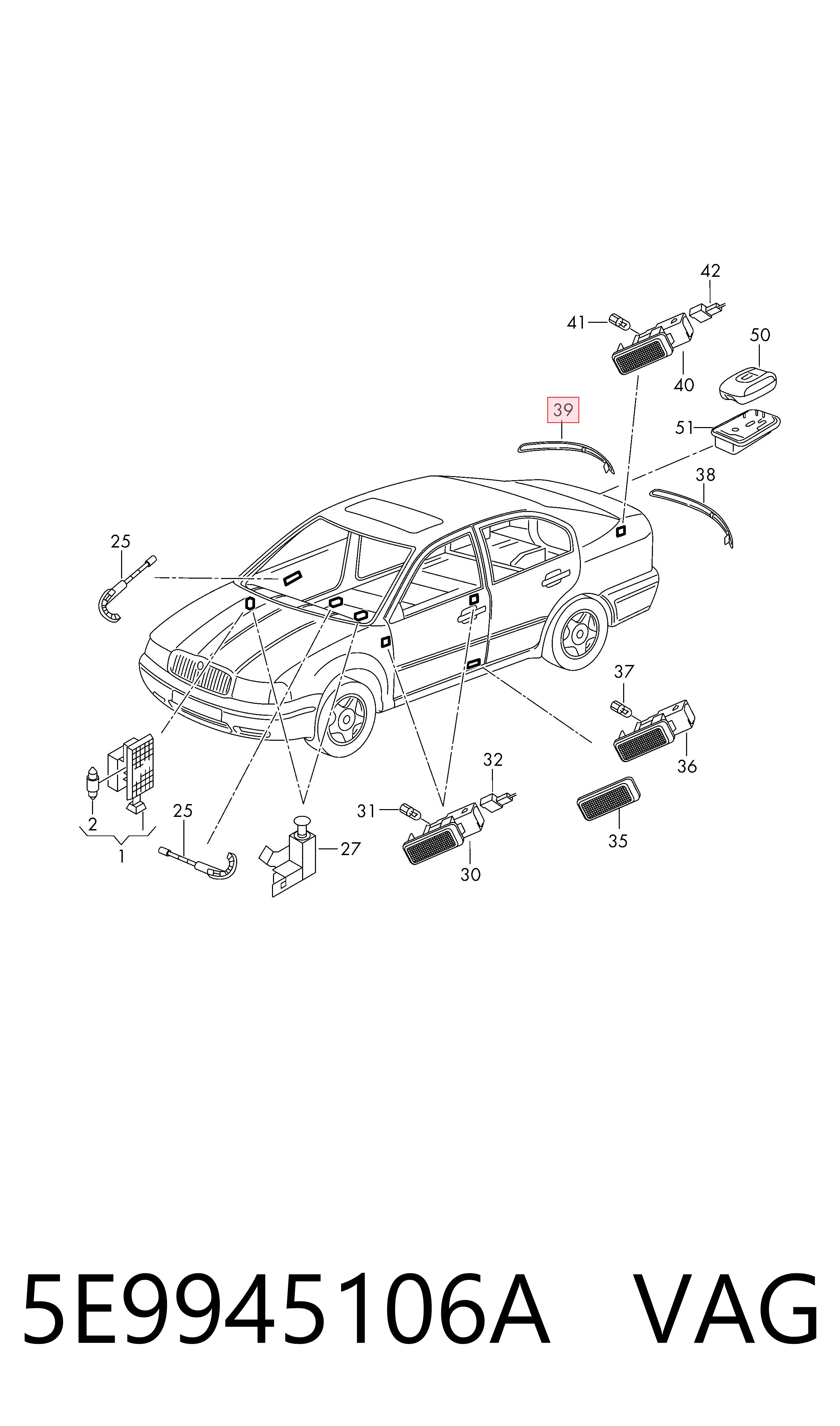 5E9945106A VAG Правый катафот бампера
