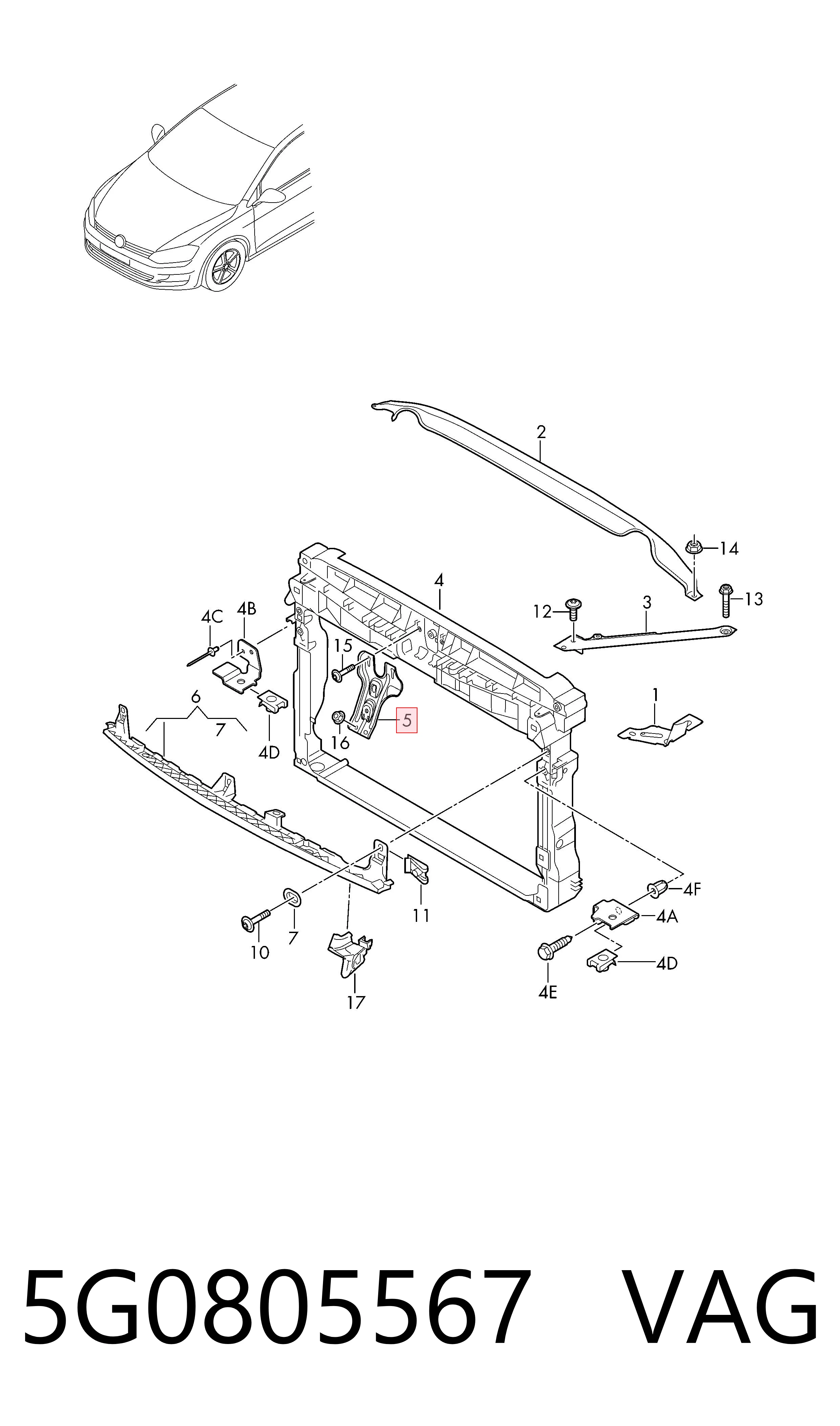 Кронштейн замка капота VAG 5G0805567 цена, от 36.63 USD