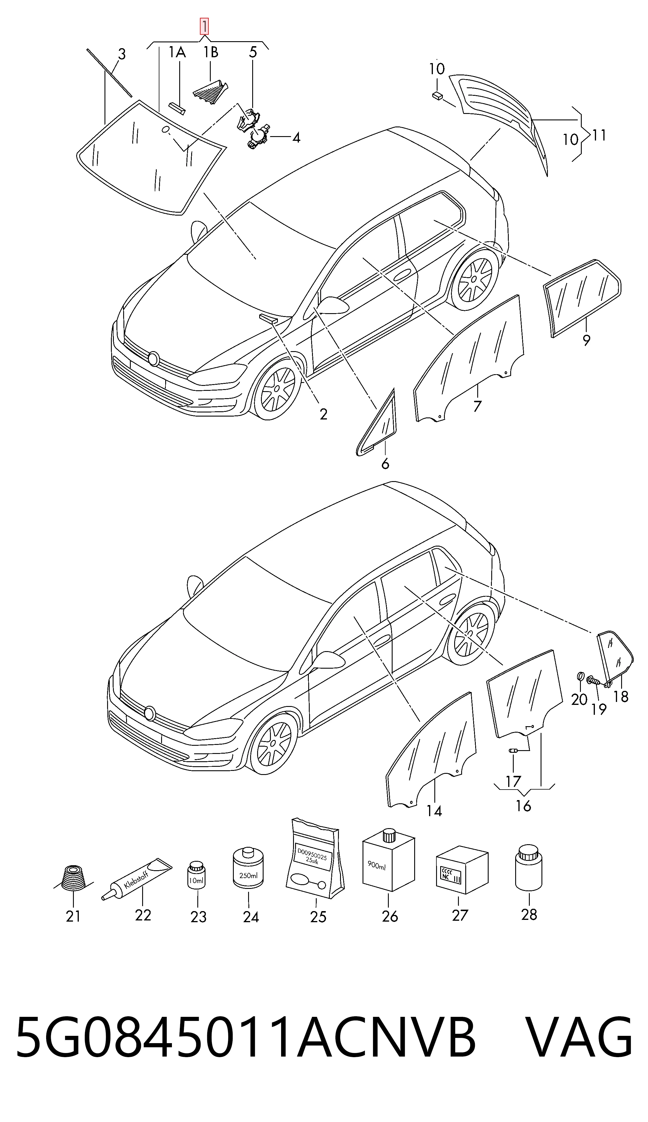 5G0845011ACNVB VAG Автостекло