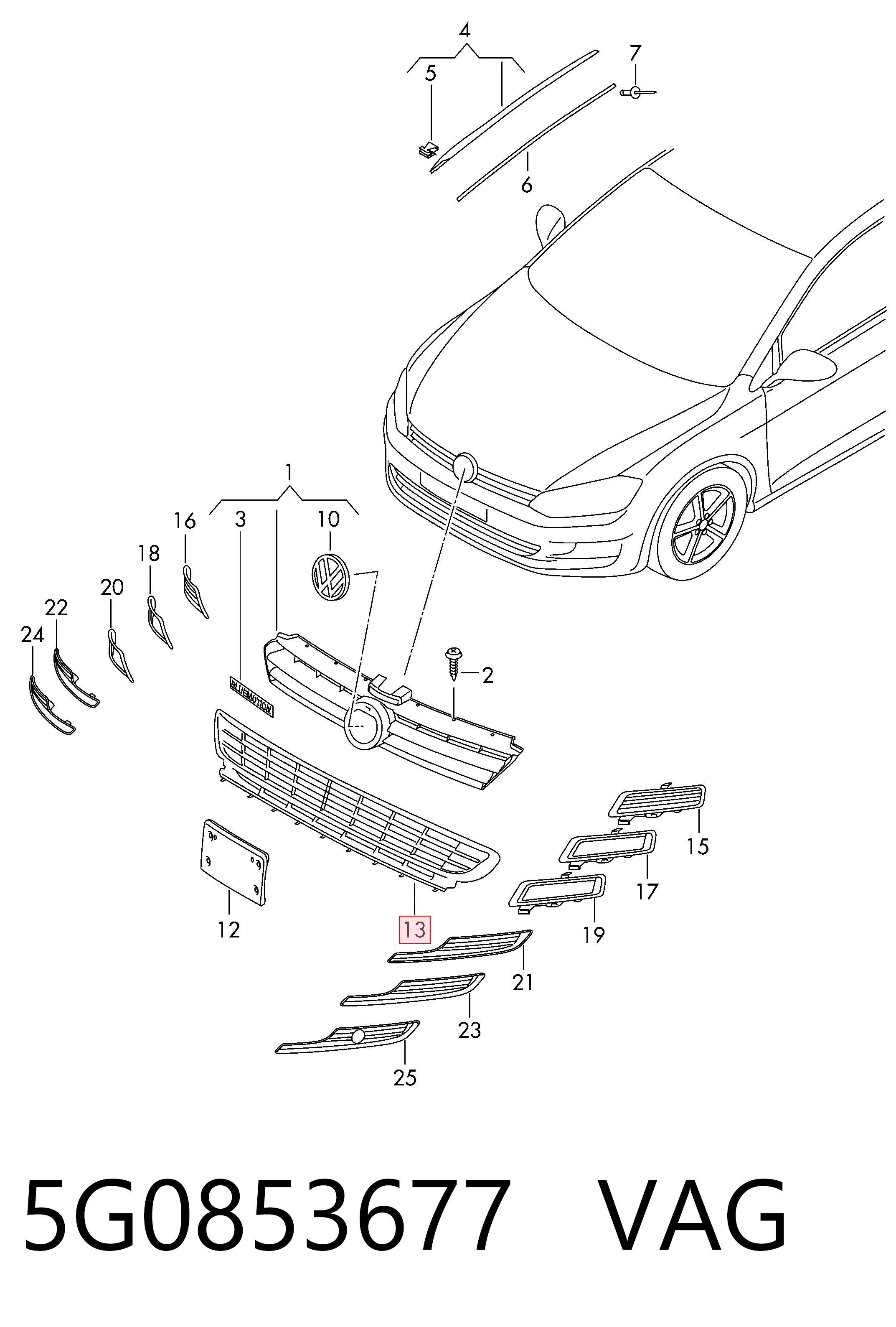 Купить Решетка бампера Фольксваген Гольф ALLTRACK VII BA5, BV5