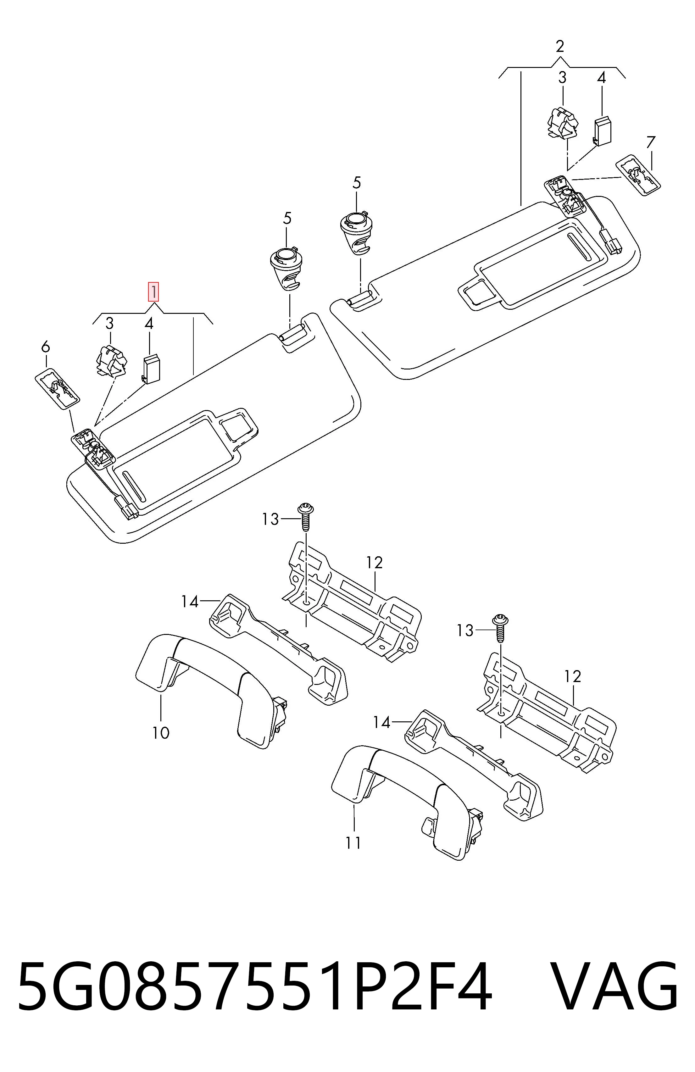 5G0857551P2F4 VAG Козырек противосолнечный