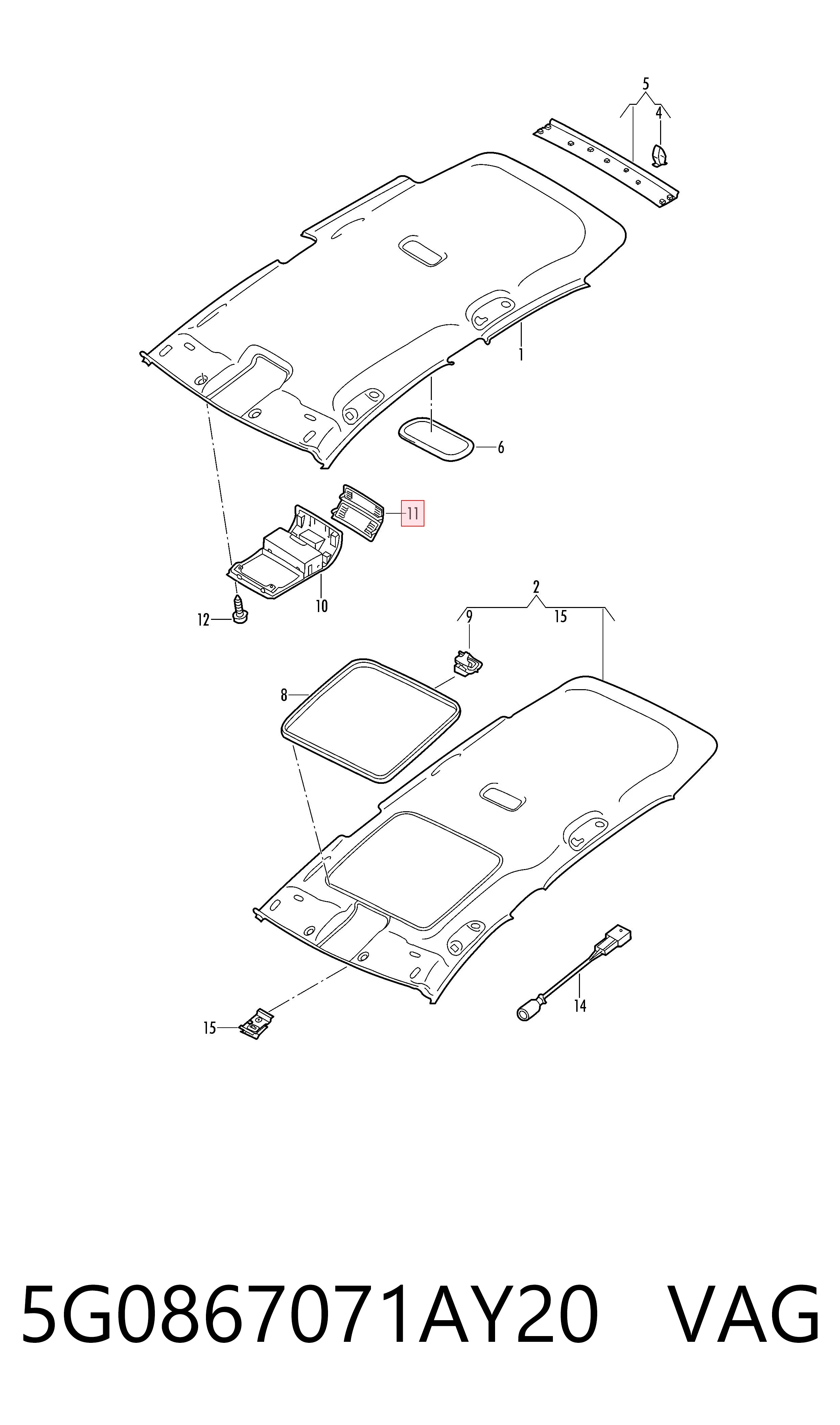 5G0867071AY20 VAG Отсек для очков